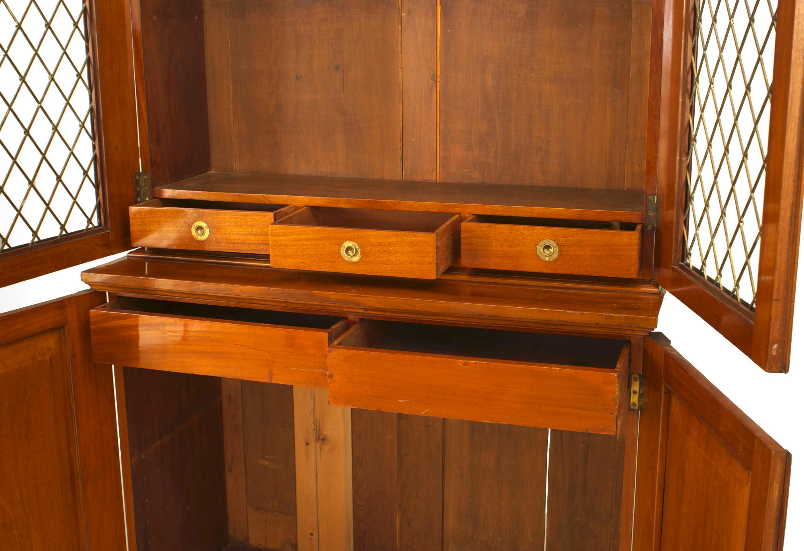 19th Century Pair of Georgian Mahogany and Brass Bookcases