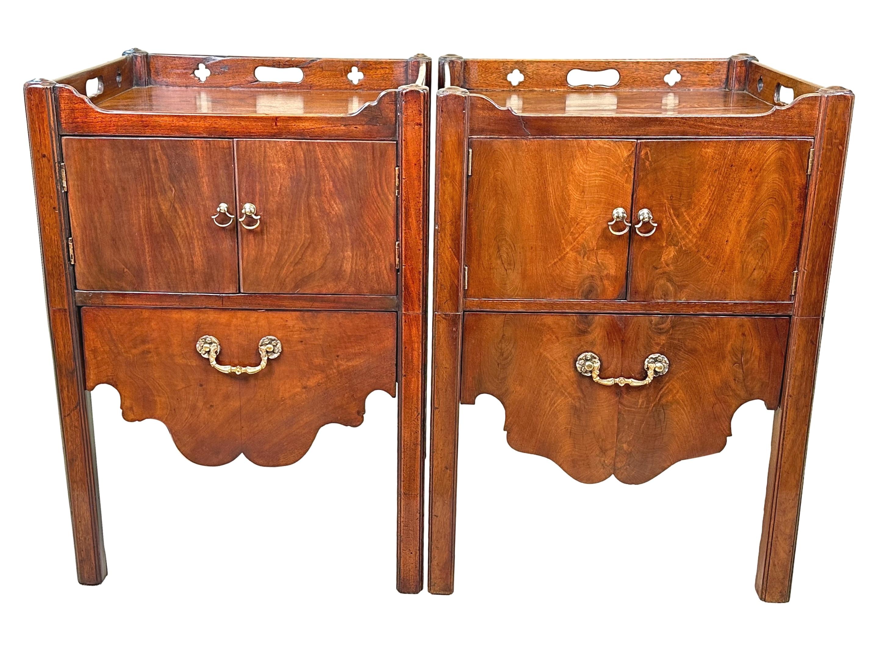 George III Pair Of Georgian Mahogany Bedside Night Tables