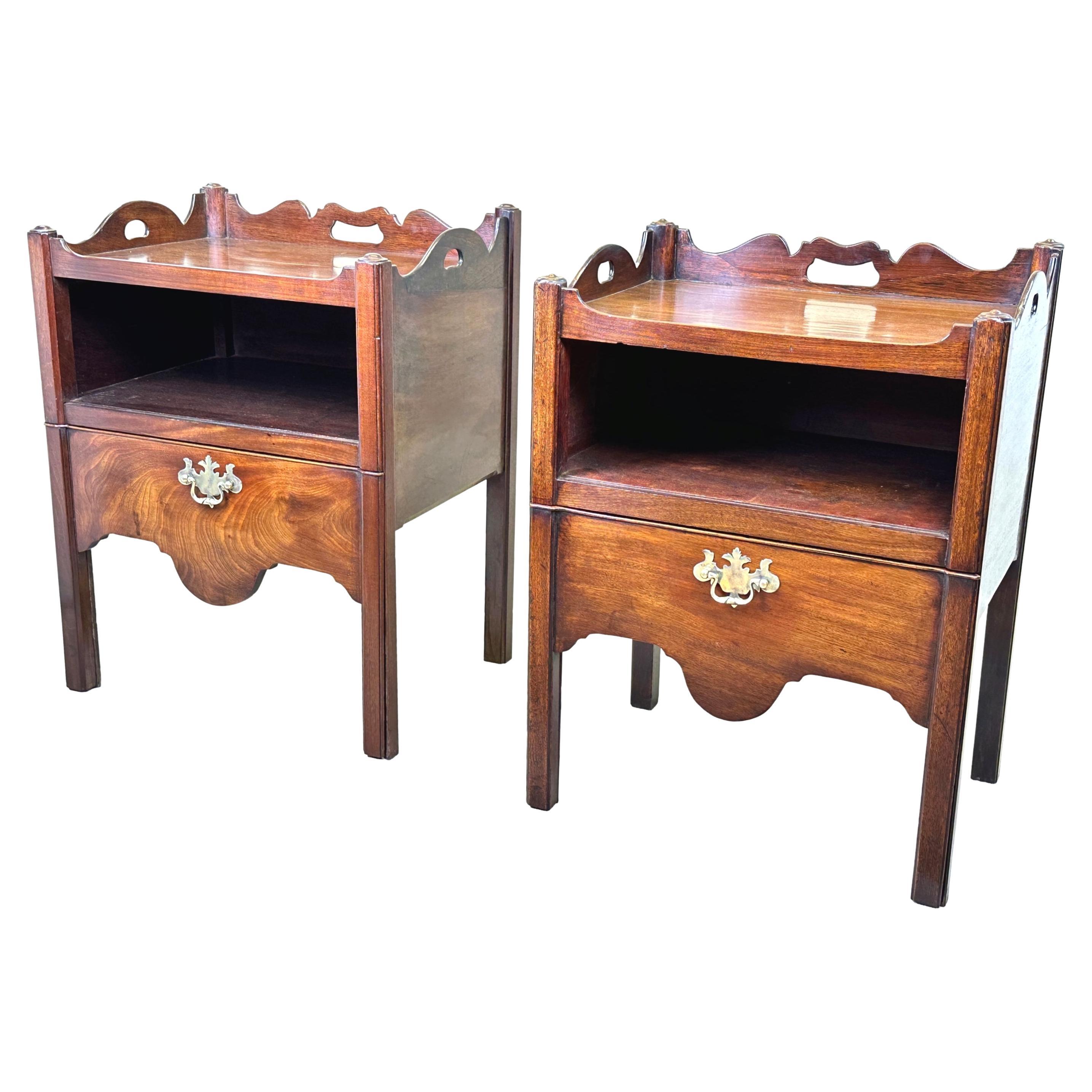 Pair of Georgian Mahogany Bedside Night Tables