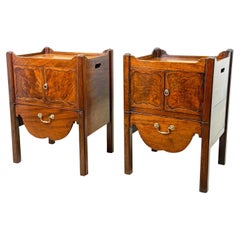 Antique Pair Of Georgian Mahogany Bedside Night Tables