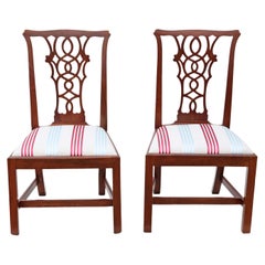 Pair of Georgian Mahogany Chippendale Style Dining Chairs