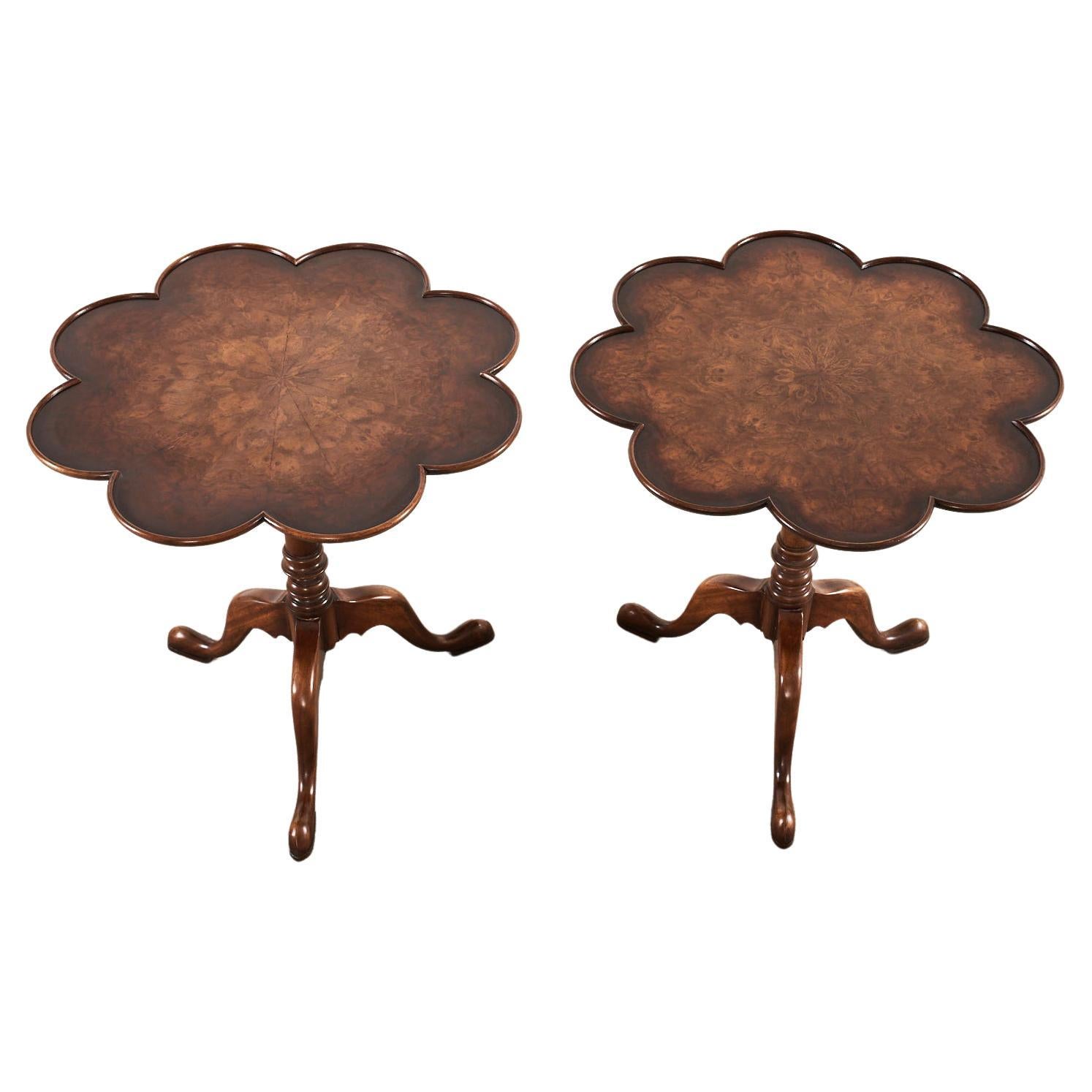 Pair of Georgian Mahogany Clover Leaf Shaped Tilt Top Tables