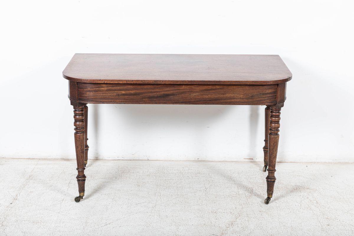 English Pair of Georgian Mahogany D End Tables For Sale