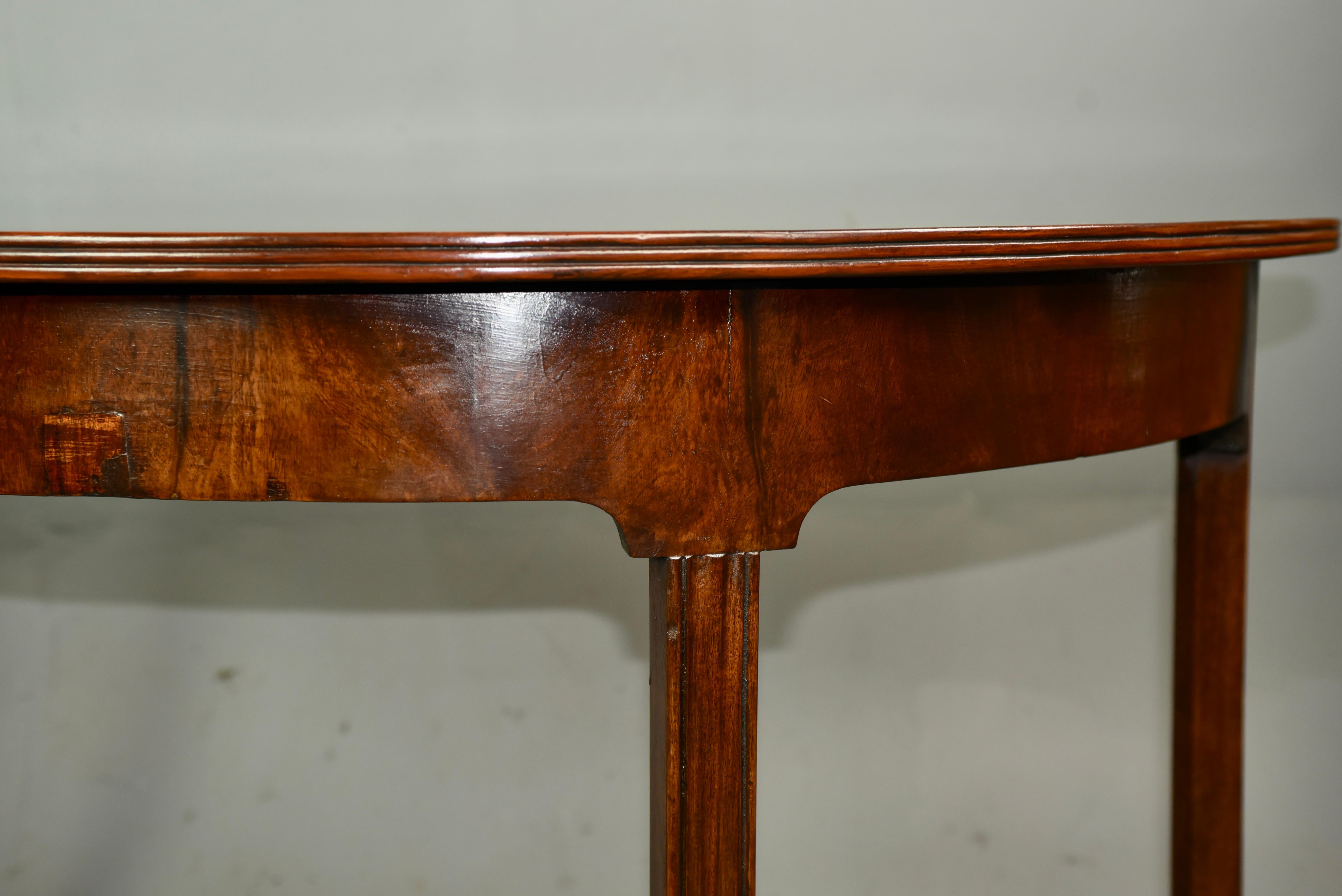 Pair of Georgian mahogany Demi lune console tables  In Good Condition In Chelmsford, GB