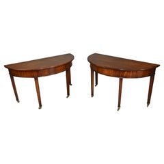 Pair of Georgian Mahogany Demi Lune Console Tables