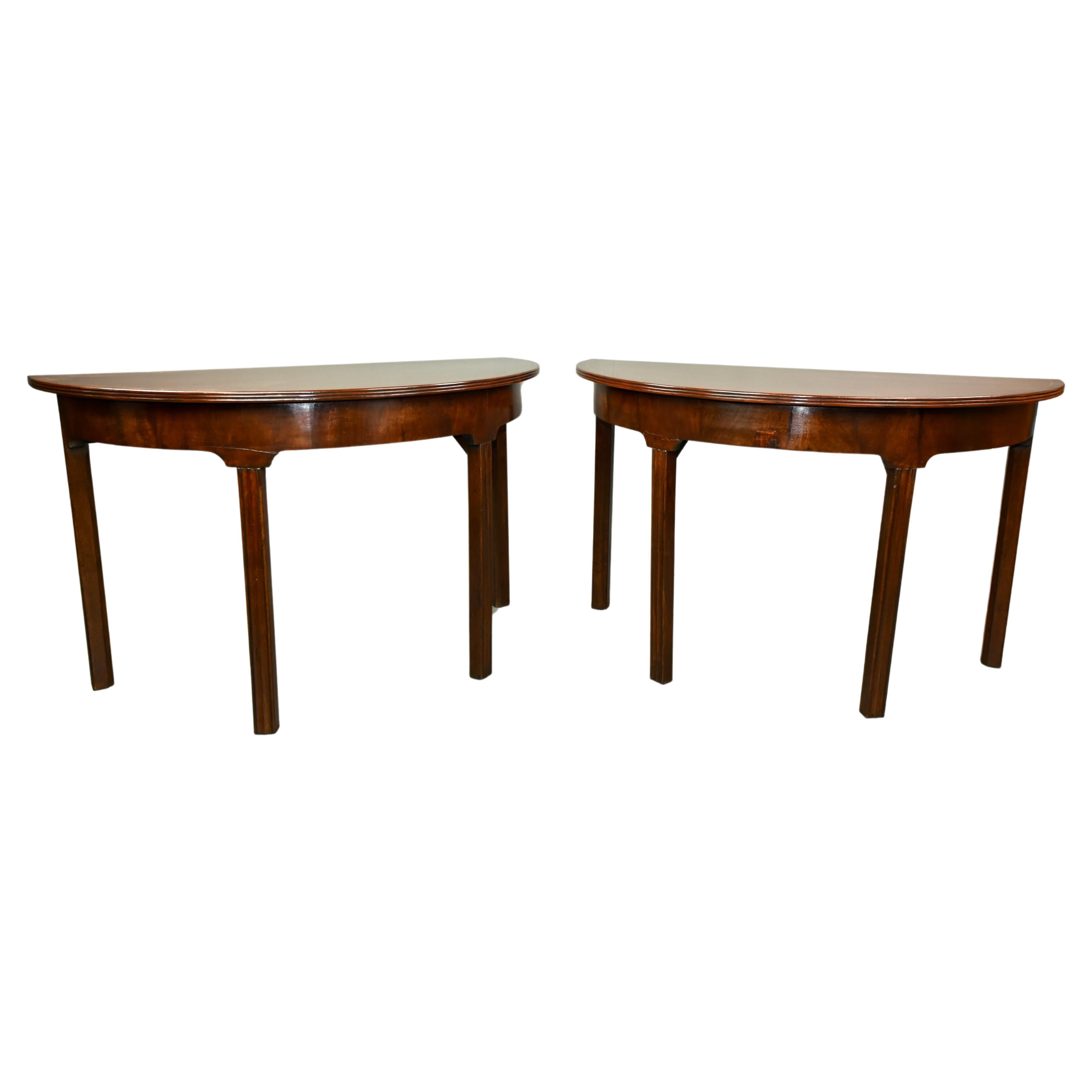 Pair of Georgian mahogany Demi lune console tables 