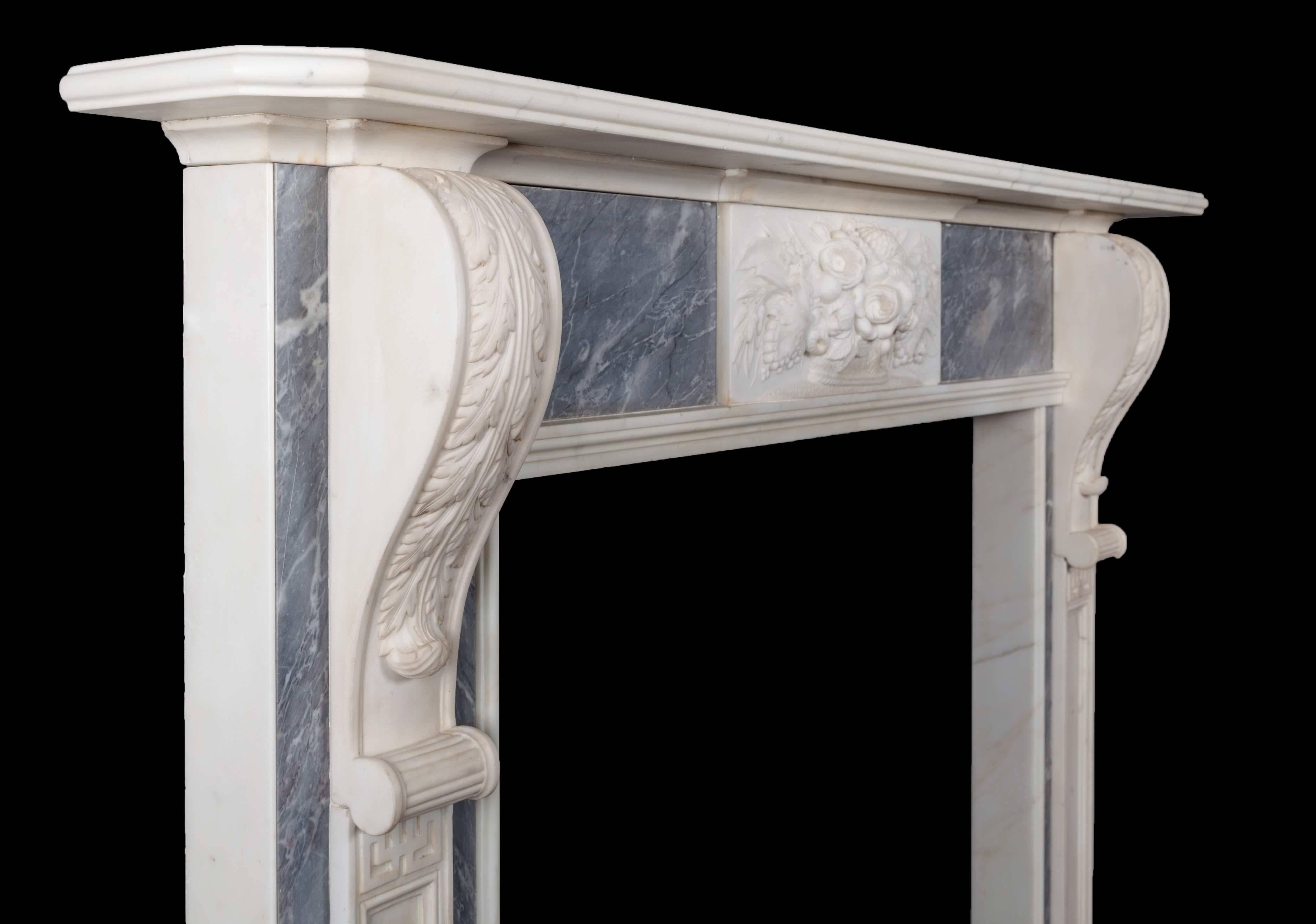 Carved Pair of Georgian Marble Fireplaces For Sale