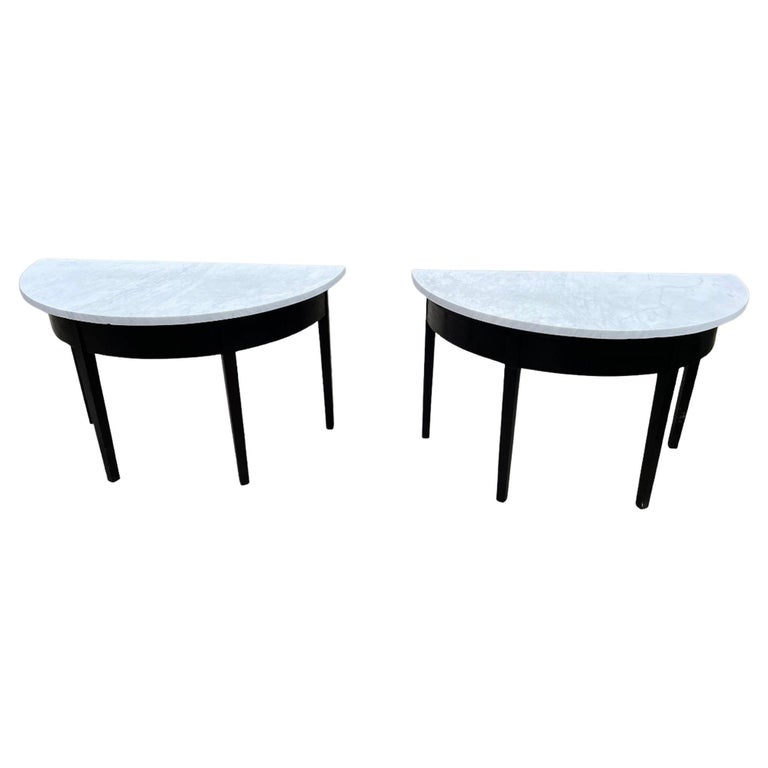 Pair Of Marble Topped Console Tables For Sale at 1stDibs
