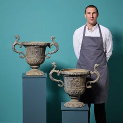 Pair of Georgian Neoclassical Style Lead Garden Urns