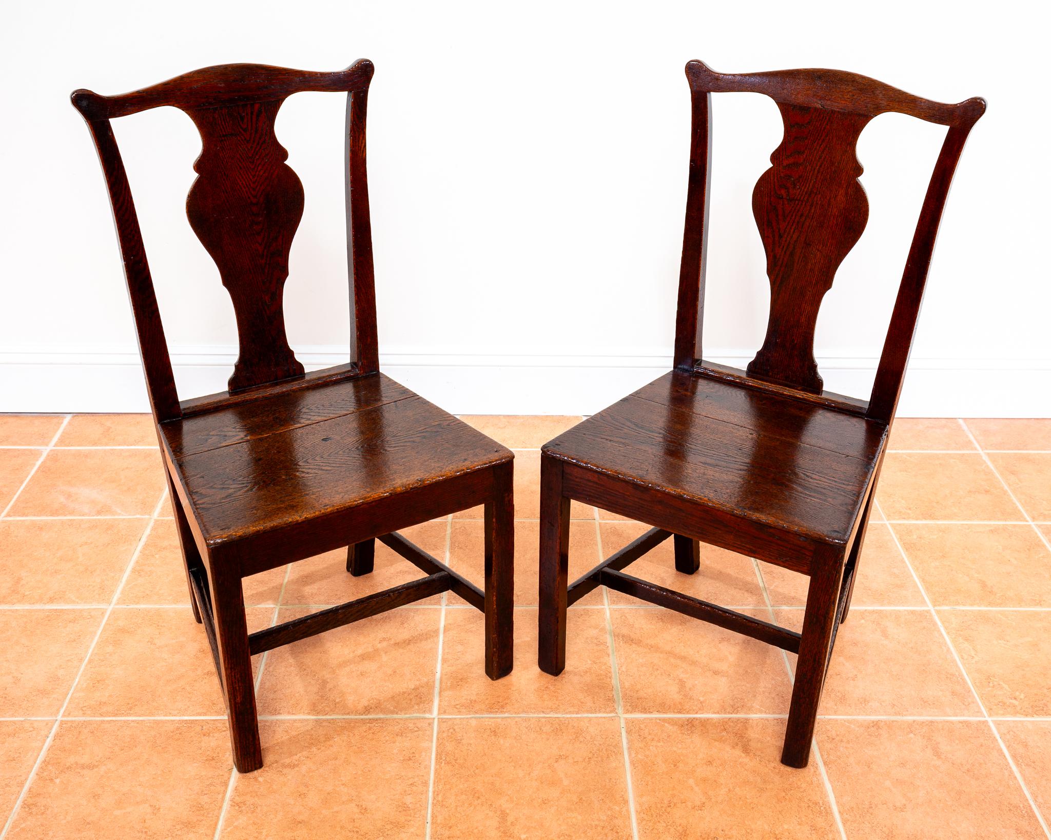Pair of Georgian Oak Country Chairs 1780 Country Farmhouse Welsh Dining Antique For Sale 3