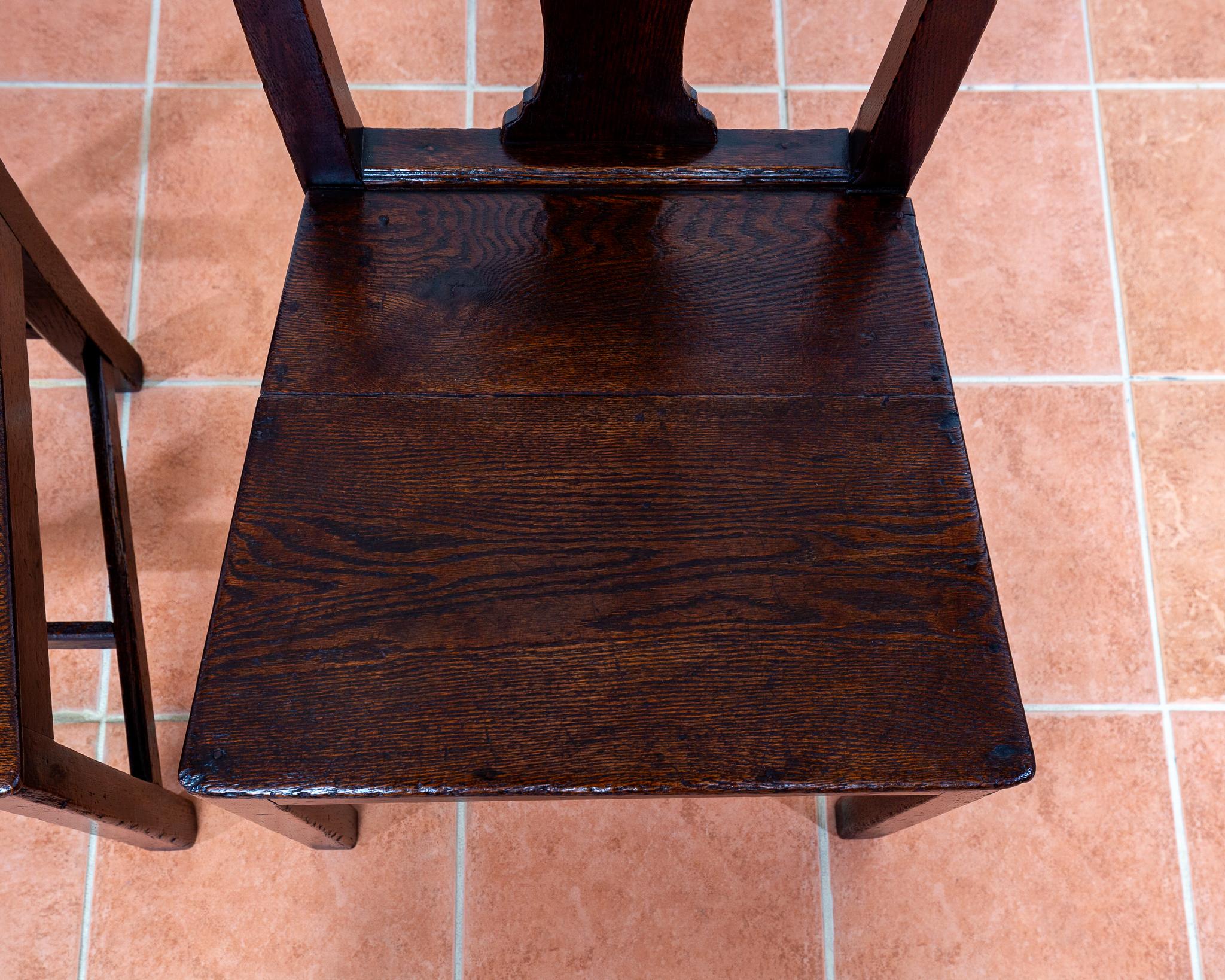 Pair of Georgian Oak Country Chairs 1780 Country Farmhouse Welsh Dining Antique For Sale 9