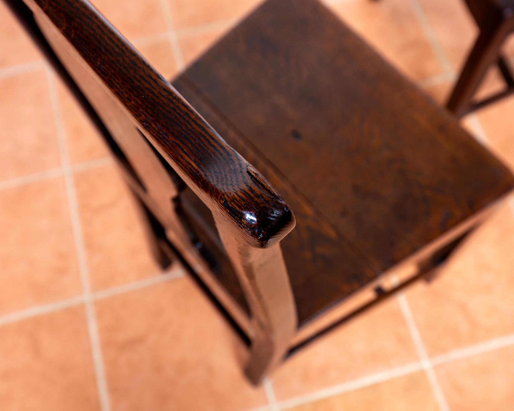 Pair of Georgian Oak Country Chairs 1780 Country Farmhouse Welsh Dining Antique For Sale 10