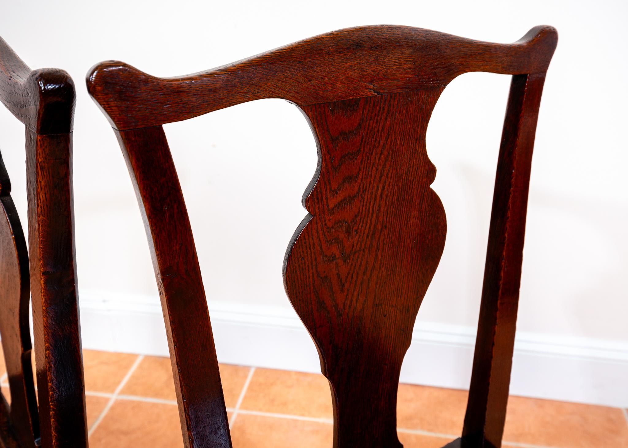Chippendale Pair of Georgian Oak Country Chairs 1780 Country Farmhouse Welsh Dining Antique For Sale