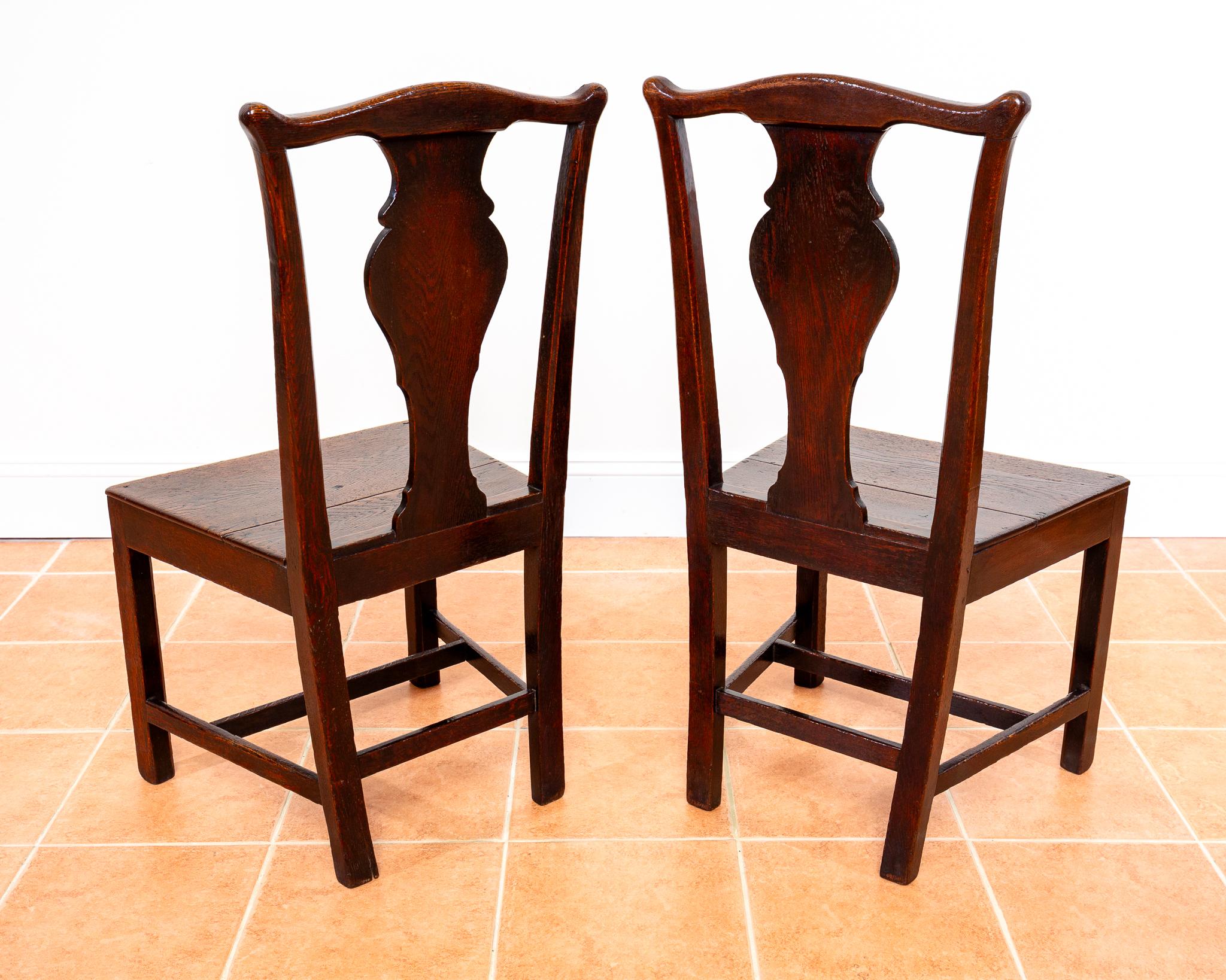 British Pair of Georgian Oak Country Chairs 1780 Country Farmhouse Welsh Dining Antique For Sale