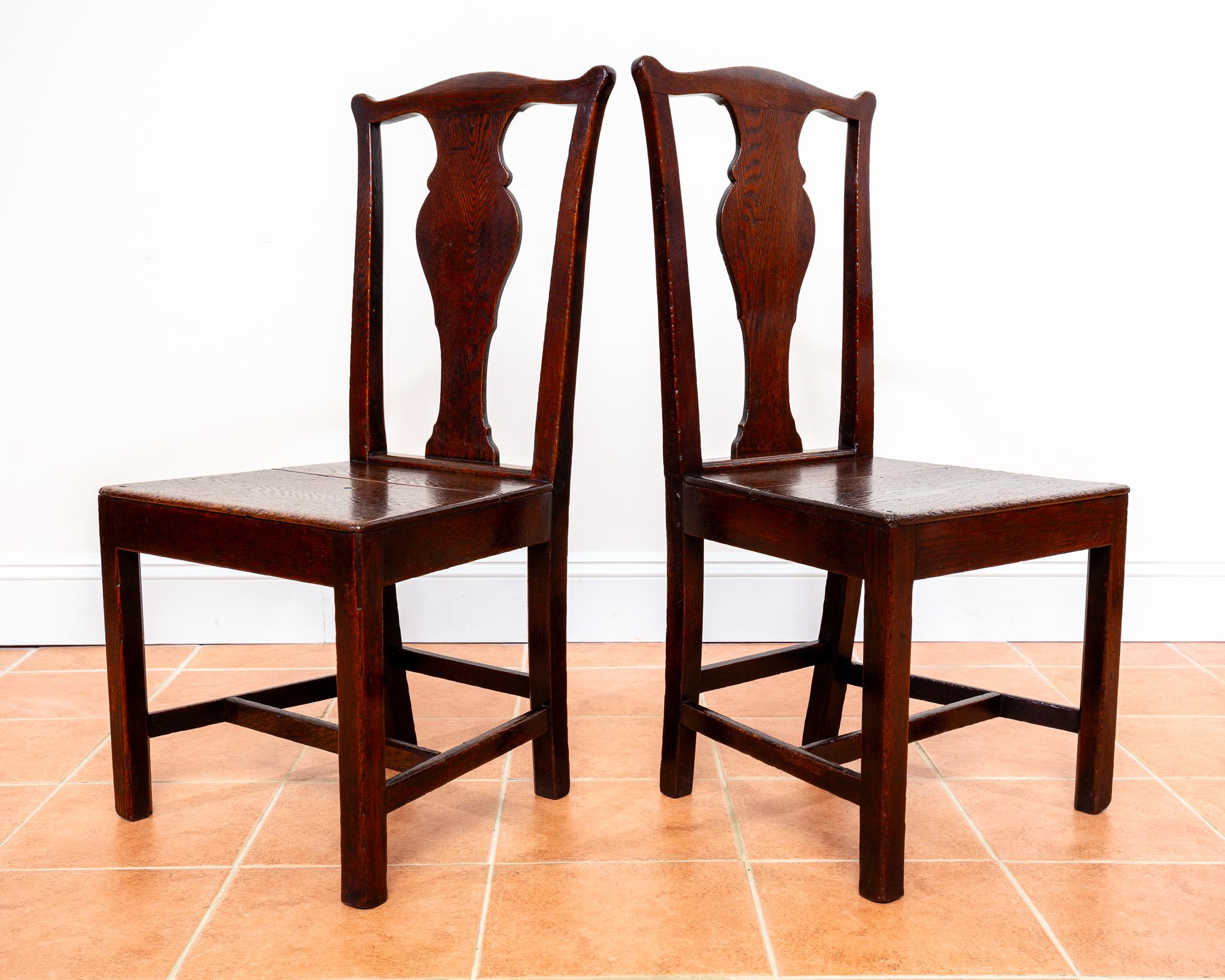 Hand-Carved Pair of Georgian Oak Country Chairs 1780 Country Farmhouse Welsh Dining Antique For Sale