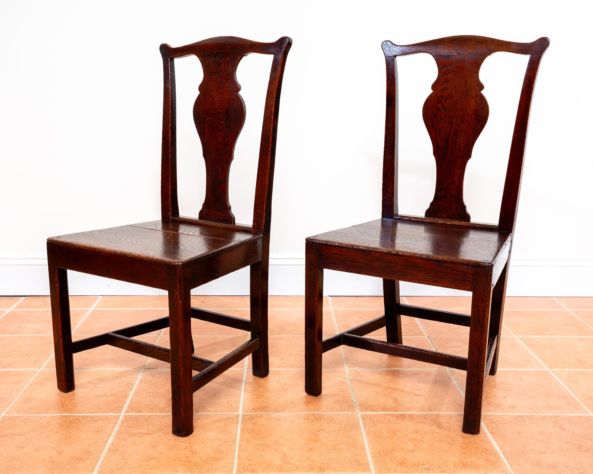 18th Century Pair of Georgian Oak Country Chairs 1780 Country Farmhouse Welsh Dining Antique For Sale
