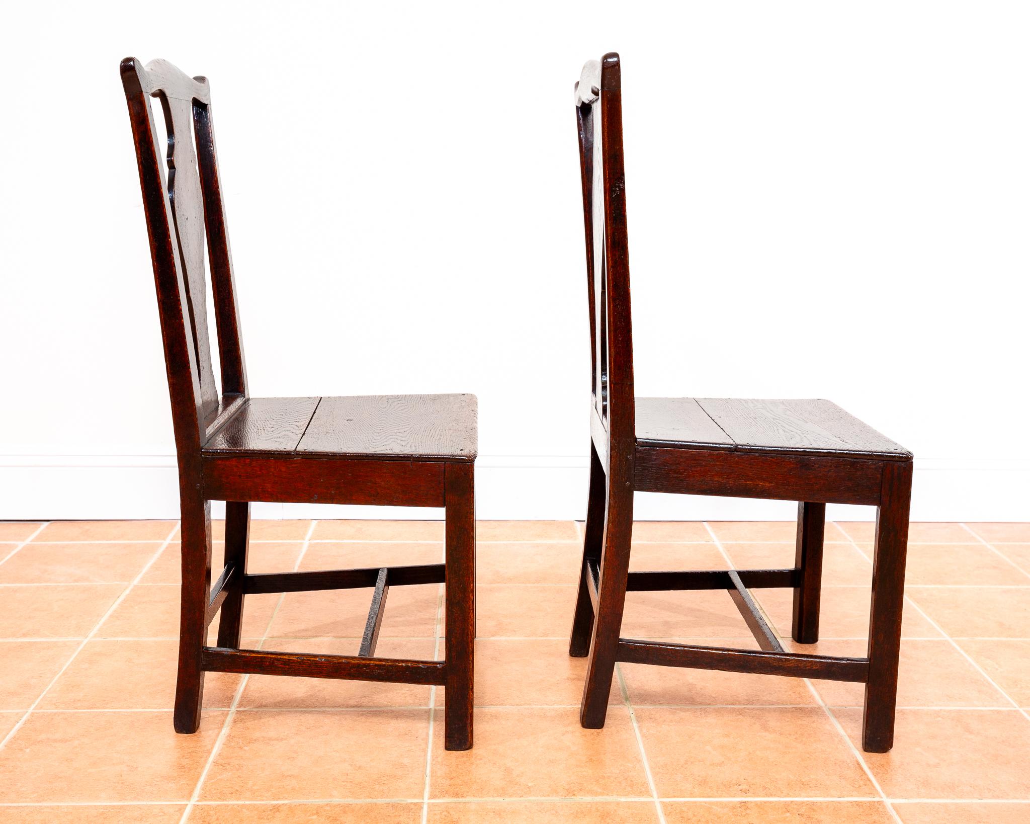 Pair of Georgian Oak Country Chairs 1780 Country Farmhouse Welsh Dining Antique For Sale 1