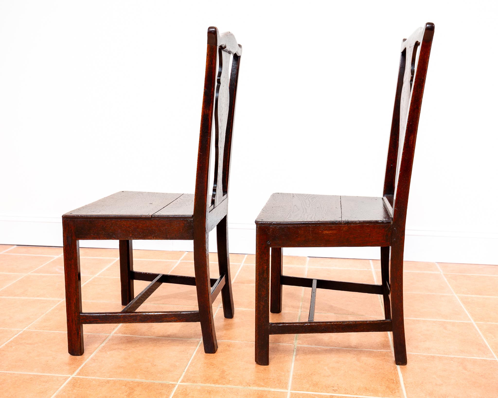 Pair of Georgian Oak Country Chairs 1780 Country Farmhouse Welsh Dining Antique For Sale 2