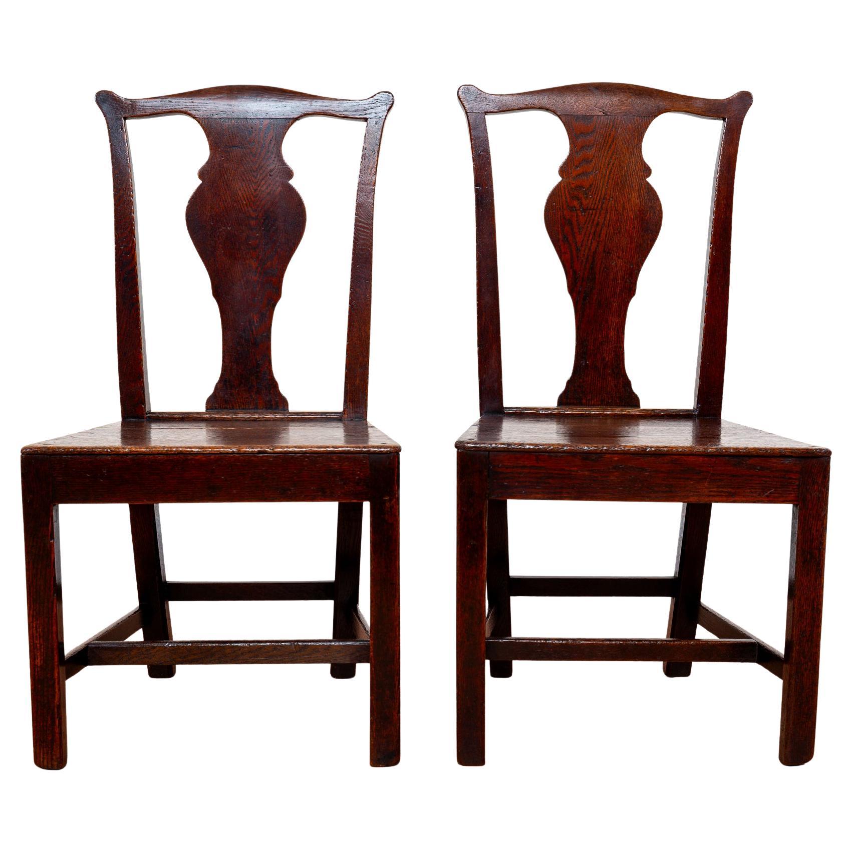 Pair of Georgian Oak Country Chairs 1780 Country Farmhouse Welsh Dining Antique