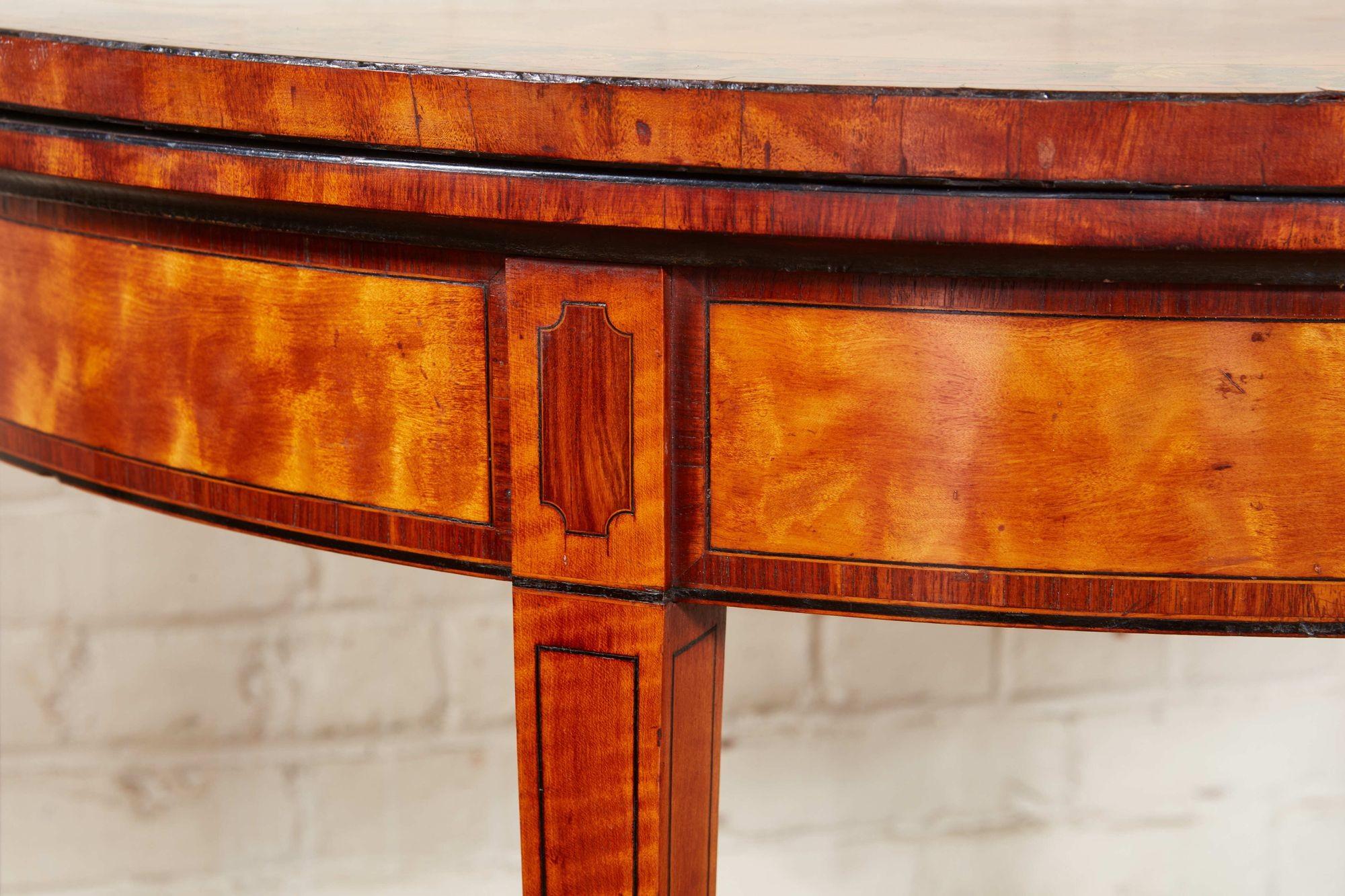 Pair of Georgian Painted Satinwood Card Tables 4