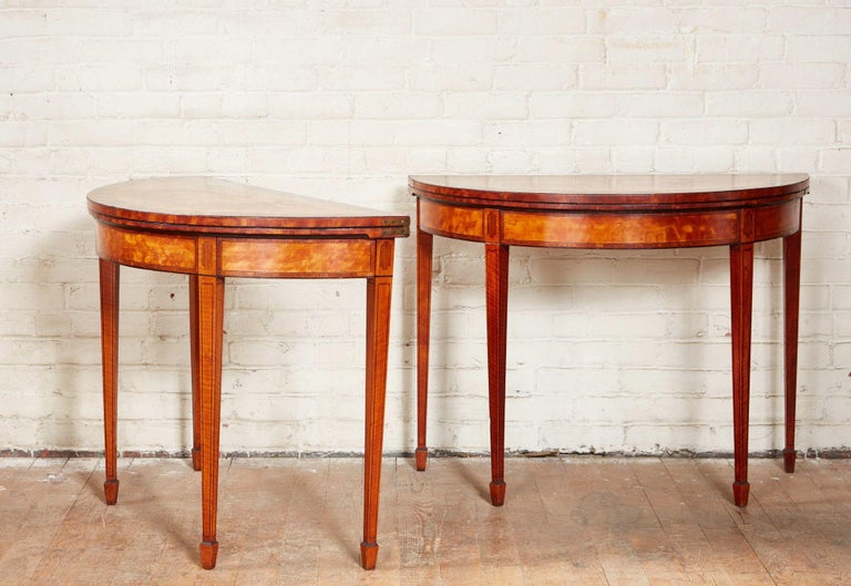 Pair of Painted Satinwood Card Tables For Sale at 1stDibs