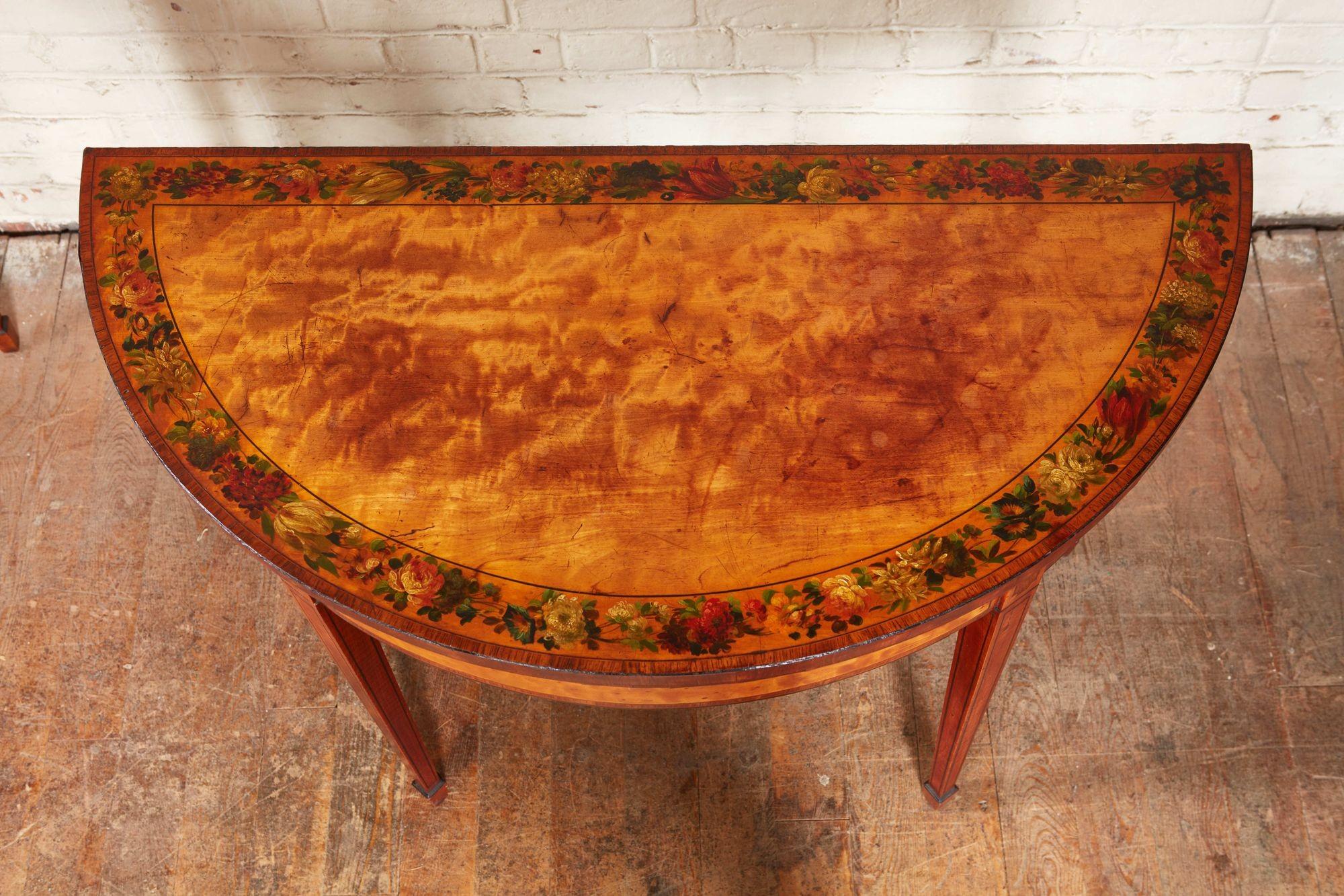 George III Pair of Georgian Painted Satinwood Card Tables