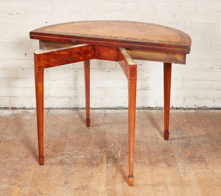 Pair of Painted Satinwood Card Tables For Sale at 1stDibs
