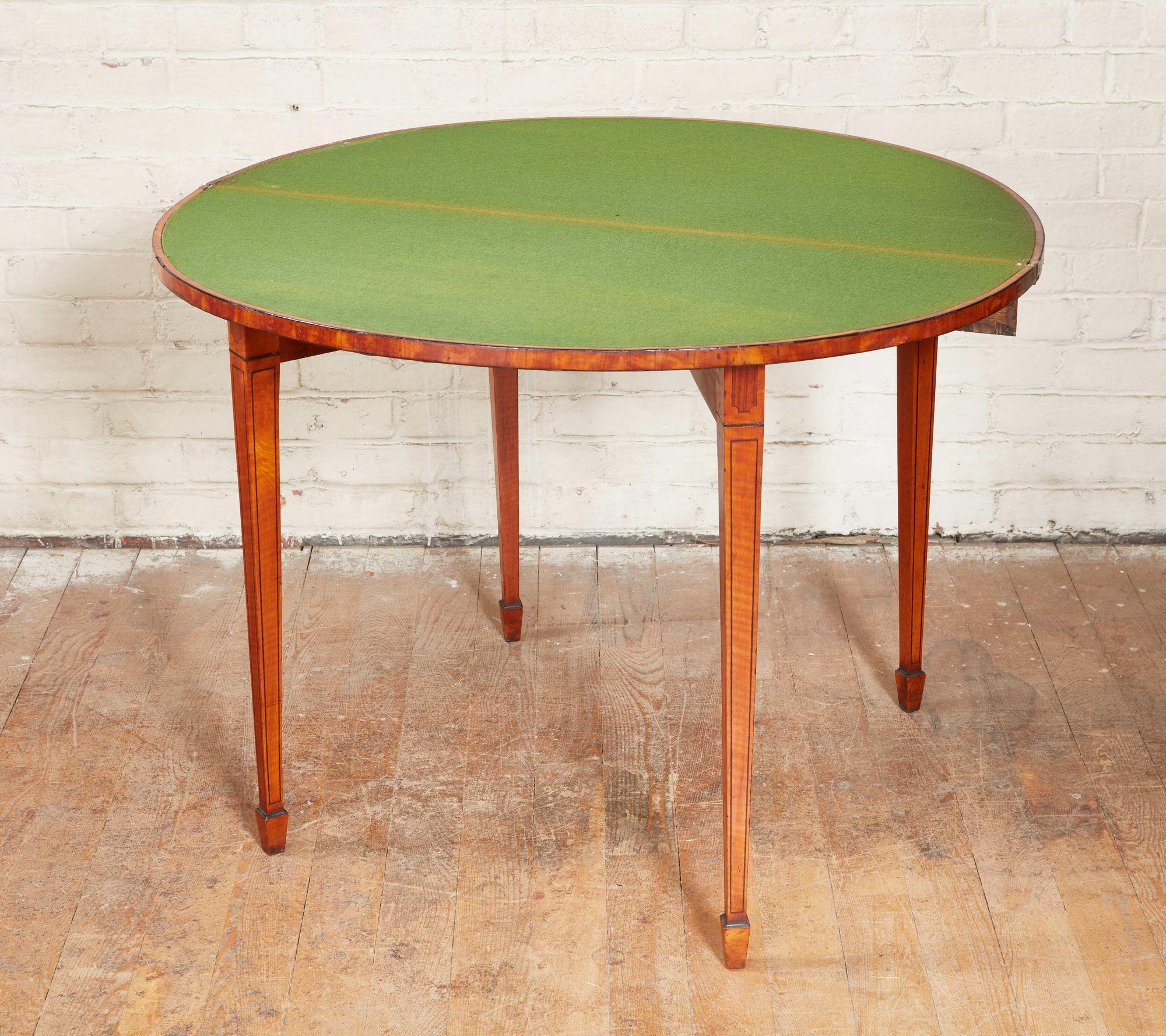 Pair of Georgian Painted Satinwood Card Tables In Fair Condition In Greenwich, CT
