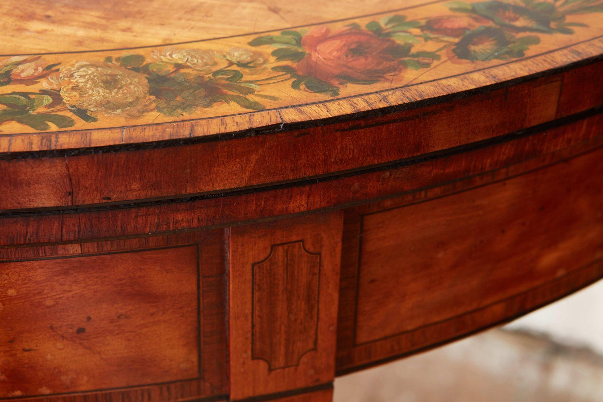 Late 18th Century Pair of Georgian Painted Satinwood Card Tables For Sale