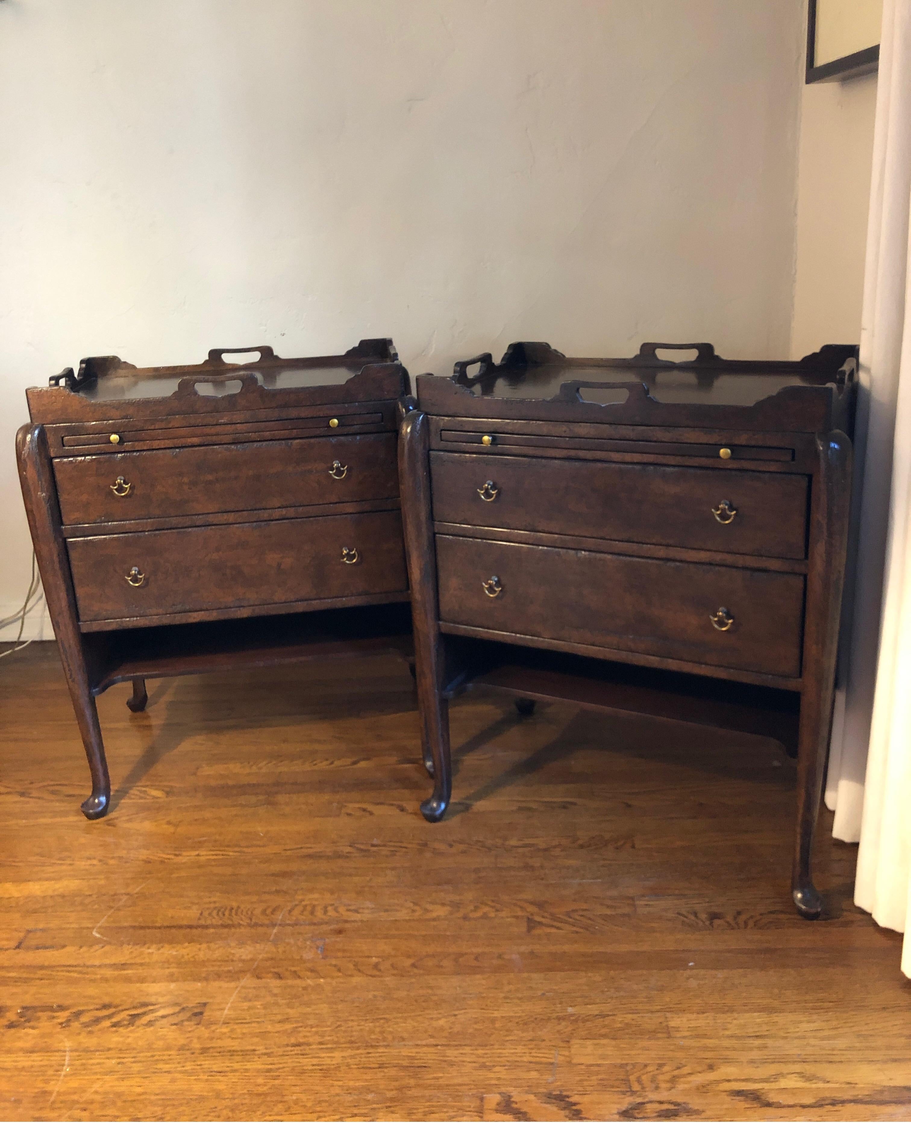 Pair of Georgian Period Walnut Tray Top Commodes/Bedside Tables 12