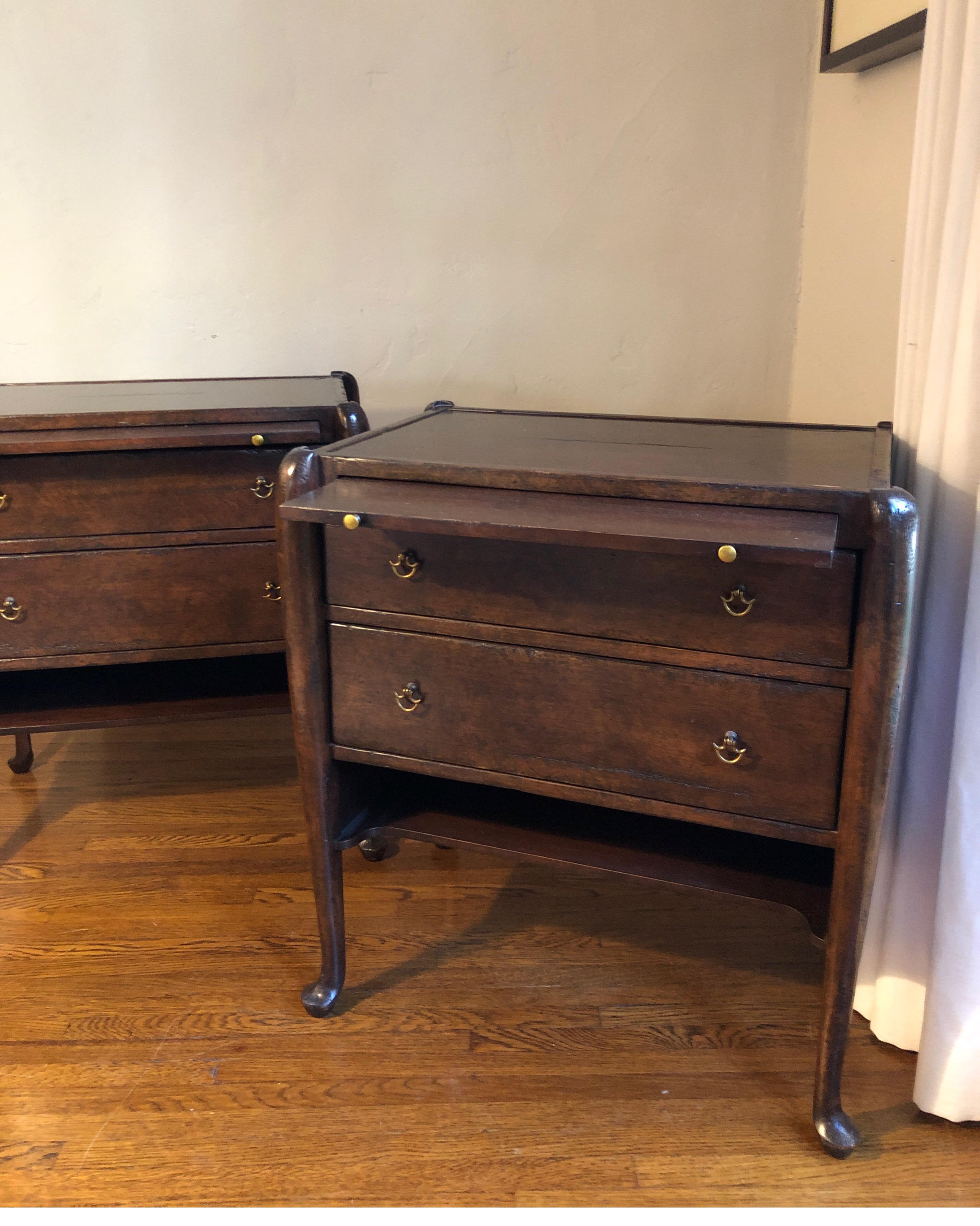 20th Century Pair of Georgian Period Walnut Tray Top Commodes/Bedside Tables