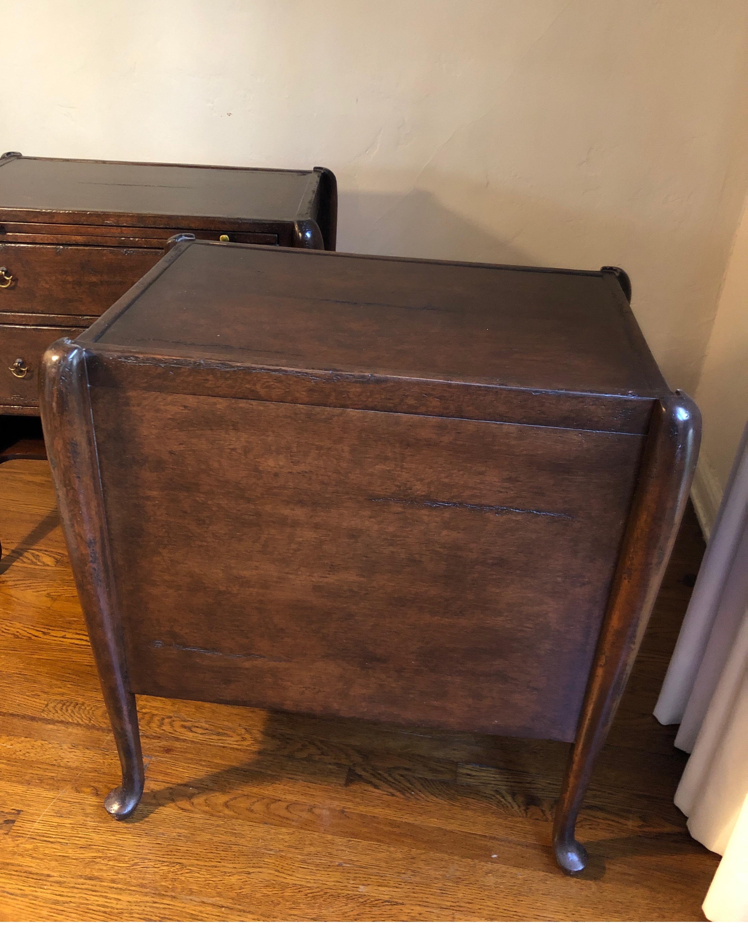 Pair of Georgian Period Walnut Tray Top Commodes/Bedside Tables 1