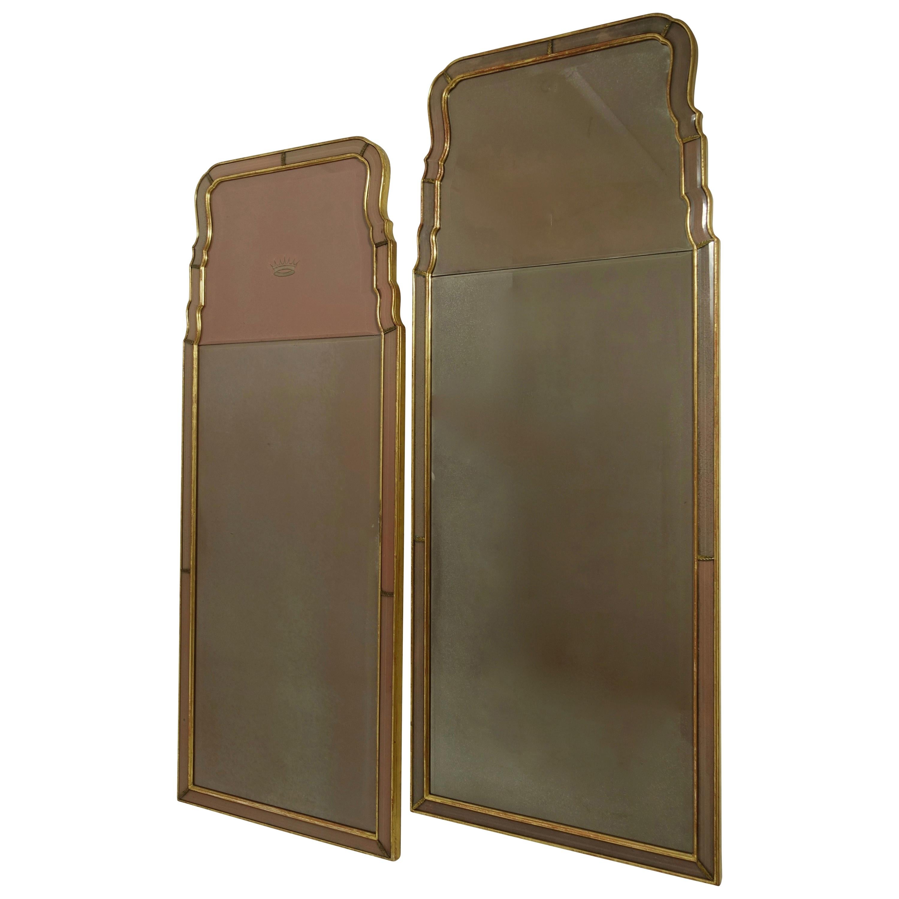 Pair of Georgian Pier Mirrors with Gilt Frame and Etched Glass