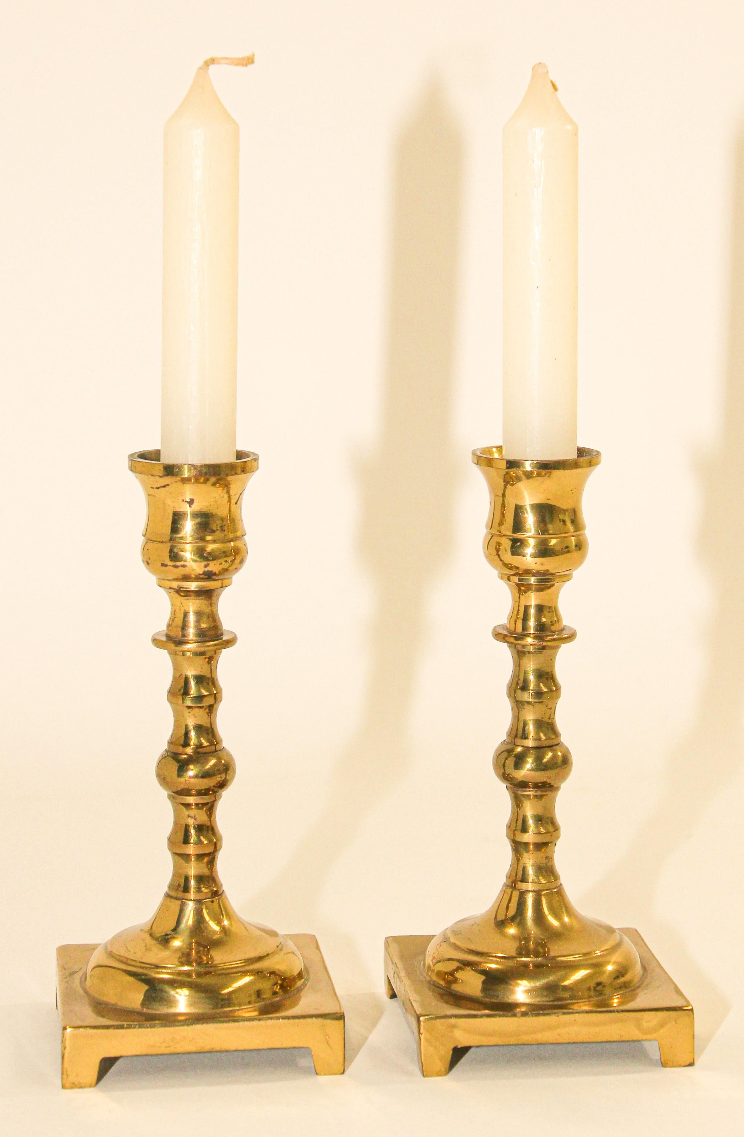Pair of Georgian Polished Brass Candle Holder For Sale 3