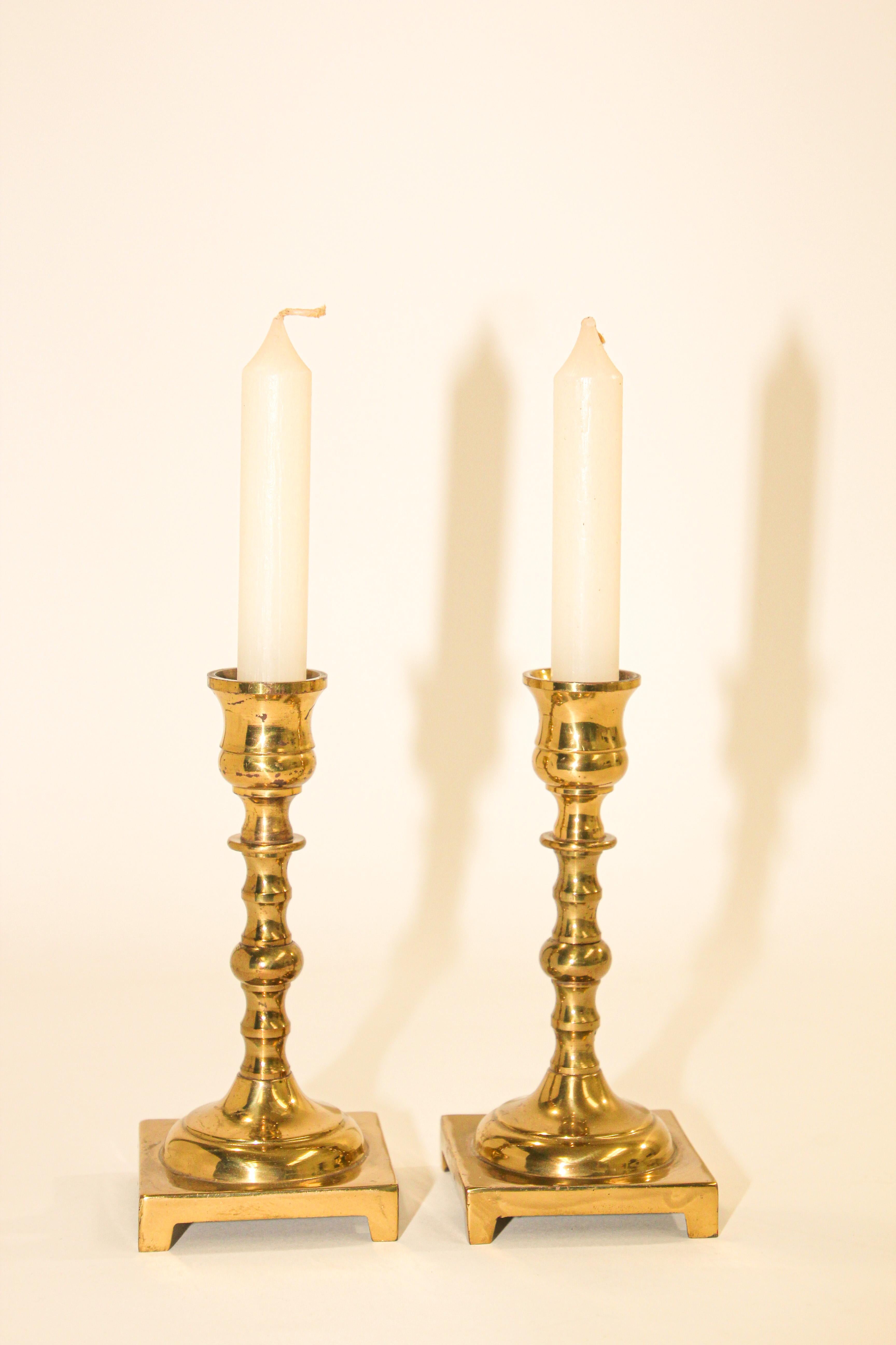 Pair of Georgian Polished Brass Candle Holder For Sale 4