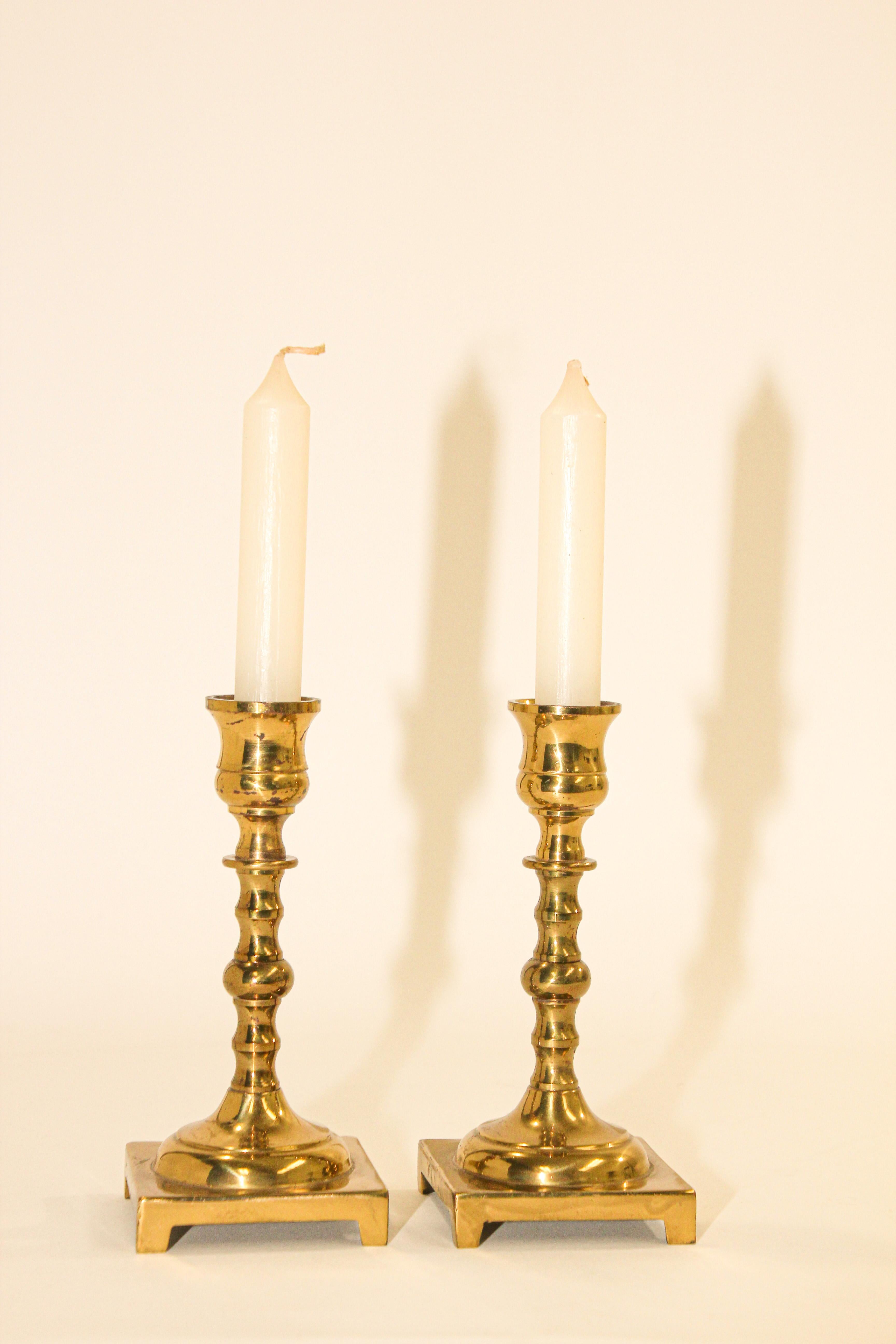Pair of Georgian Polished Brass Candle Holder For Sale 5