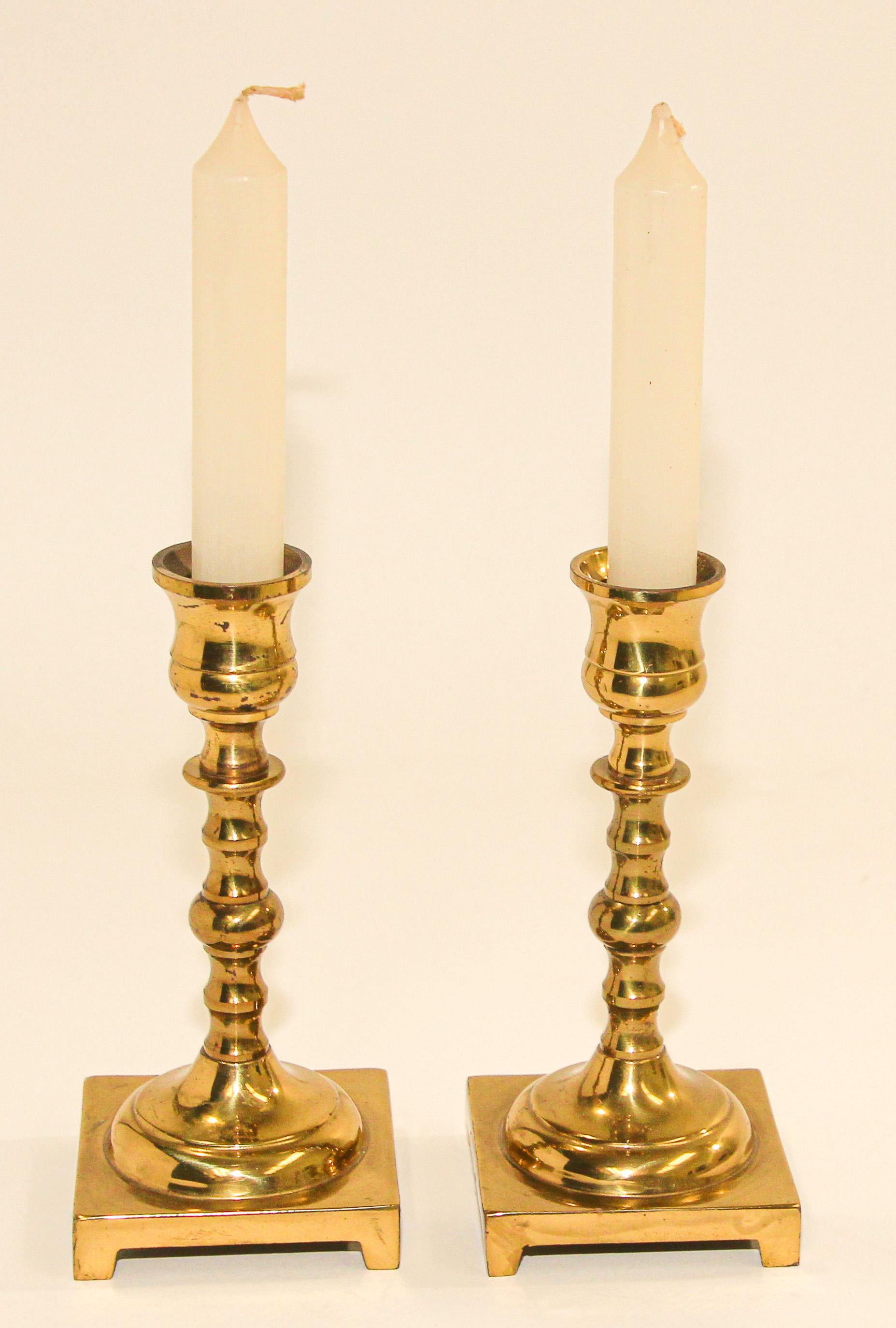 Pair of Georgian Polished Brass Candle Holder For Sale 6