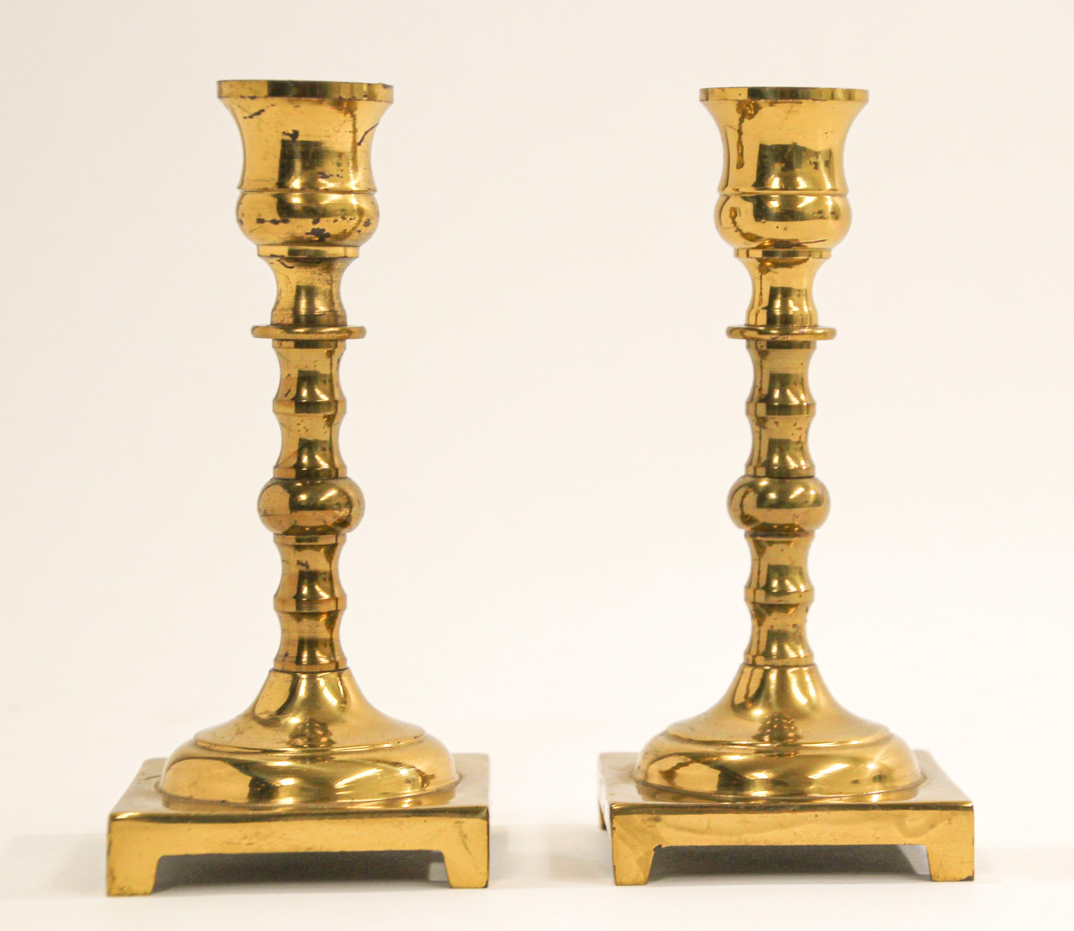 Pair of Georgian Polished Brass Candle Holder For Sale 7