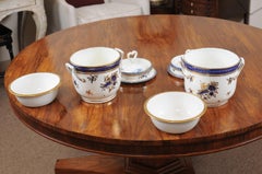 Pair of Georgian Porcelain Fruit Coolers w/ Cobalt Blue & Gilt Floral Decoration