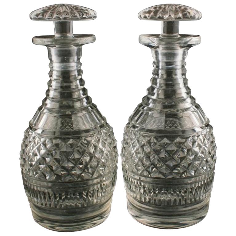 Pair of Georgian Port Decanters, 19th Century For Sale