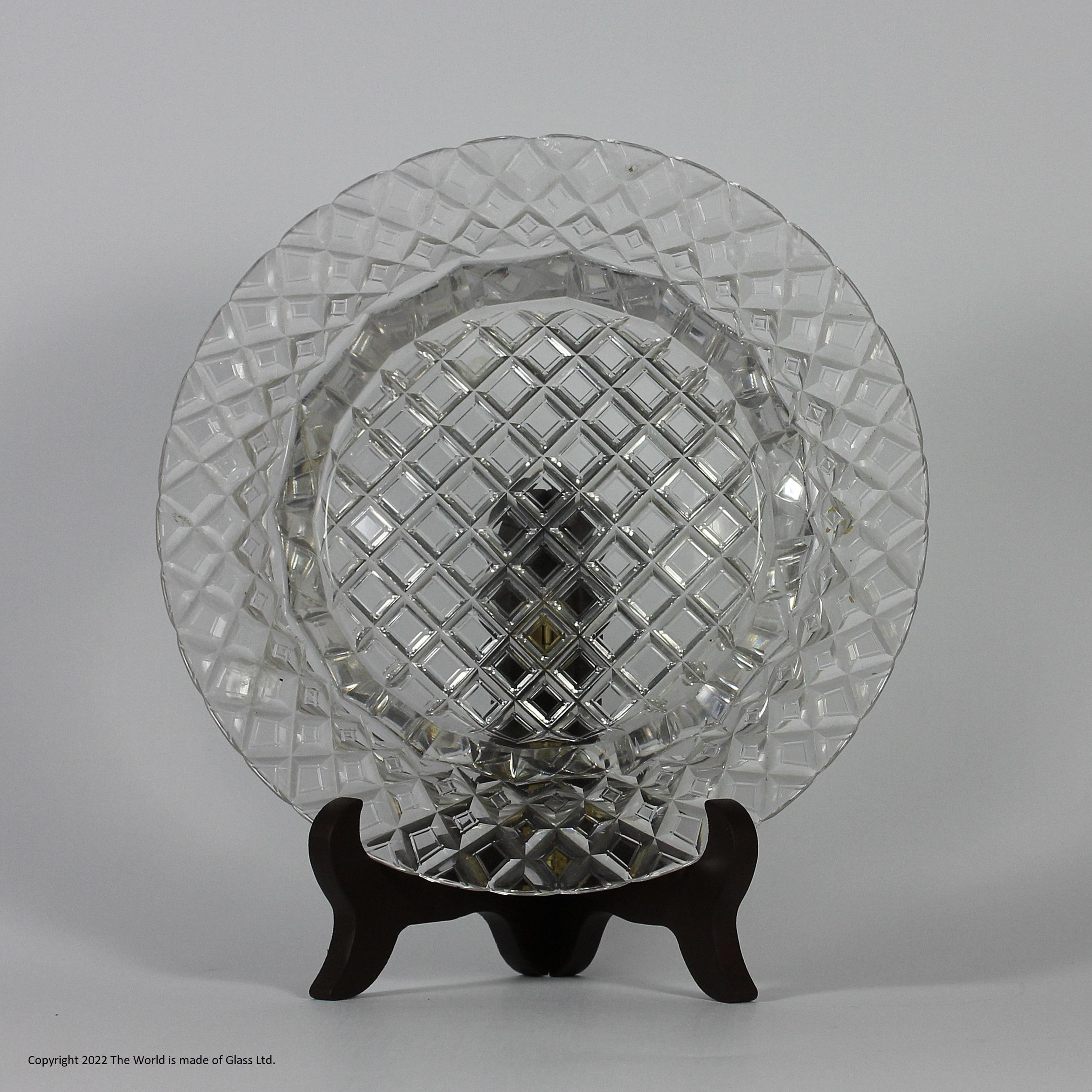 Pair of cut glass plates or decanter stands For Sale