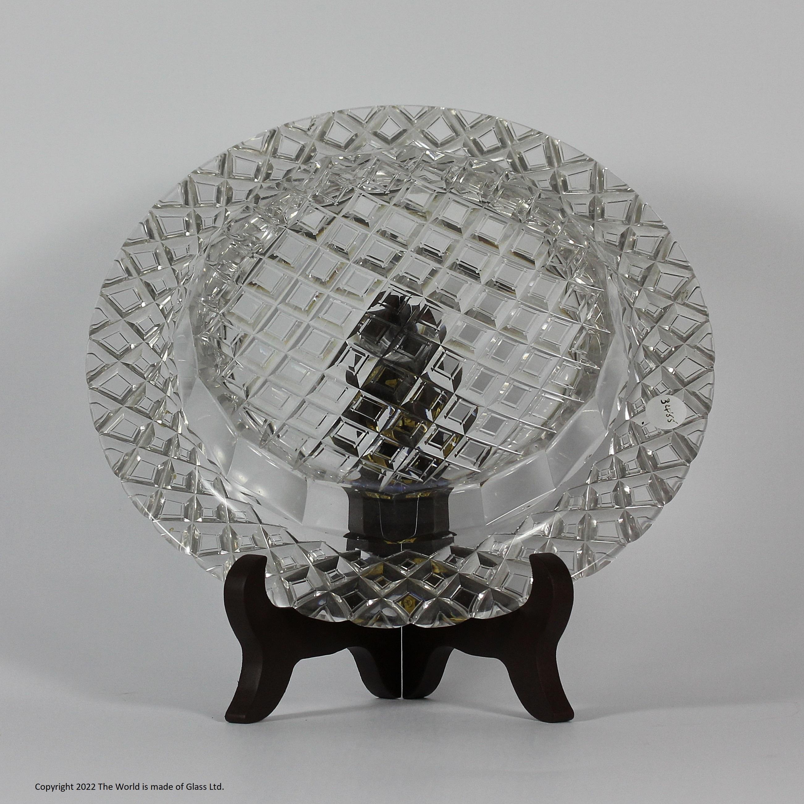 Pair of cut glass plates or decanter stands For Sale