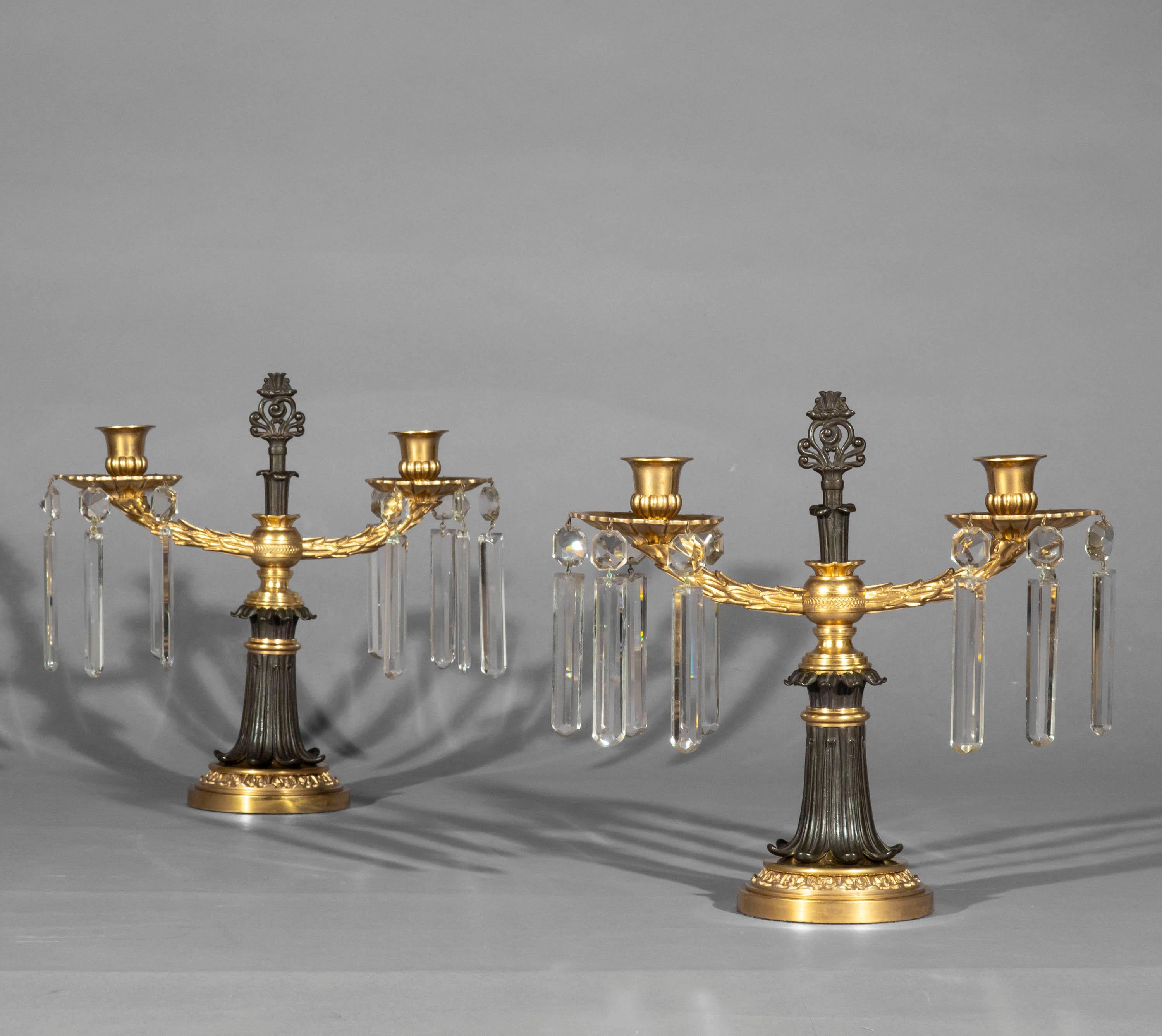 Pair of 19th Century Ormolu and Patinated Bronze Candelabra For Sale 7