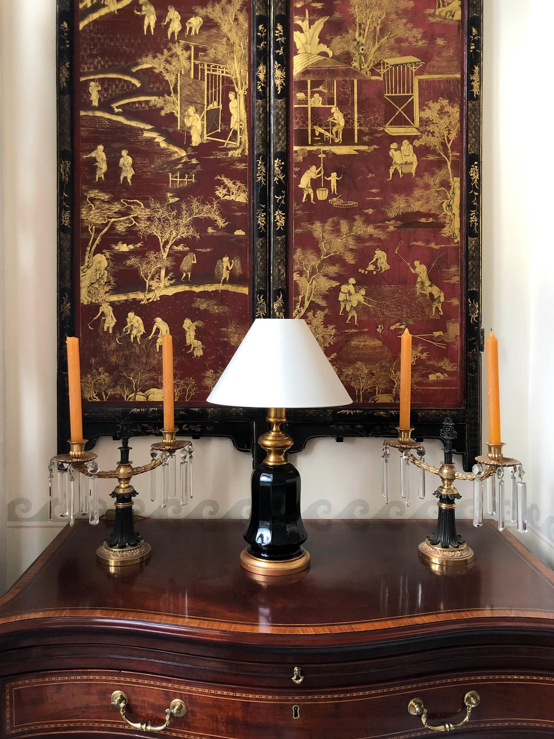 Regency Pair of 19th Century Ormolu and Patinated Bronze Candelabra For Sale