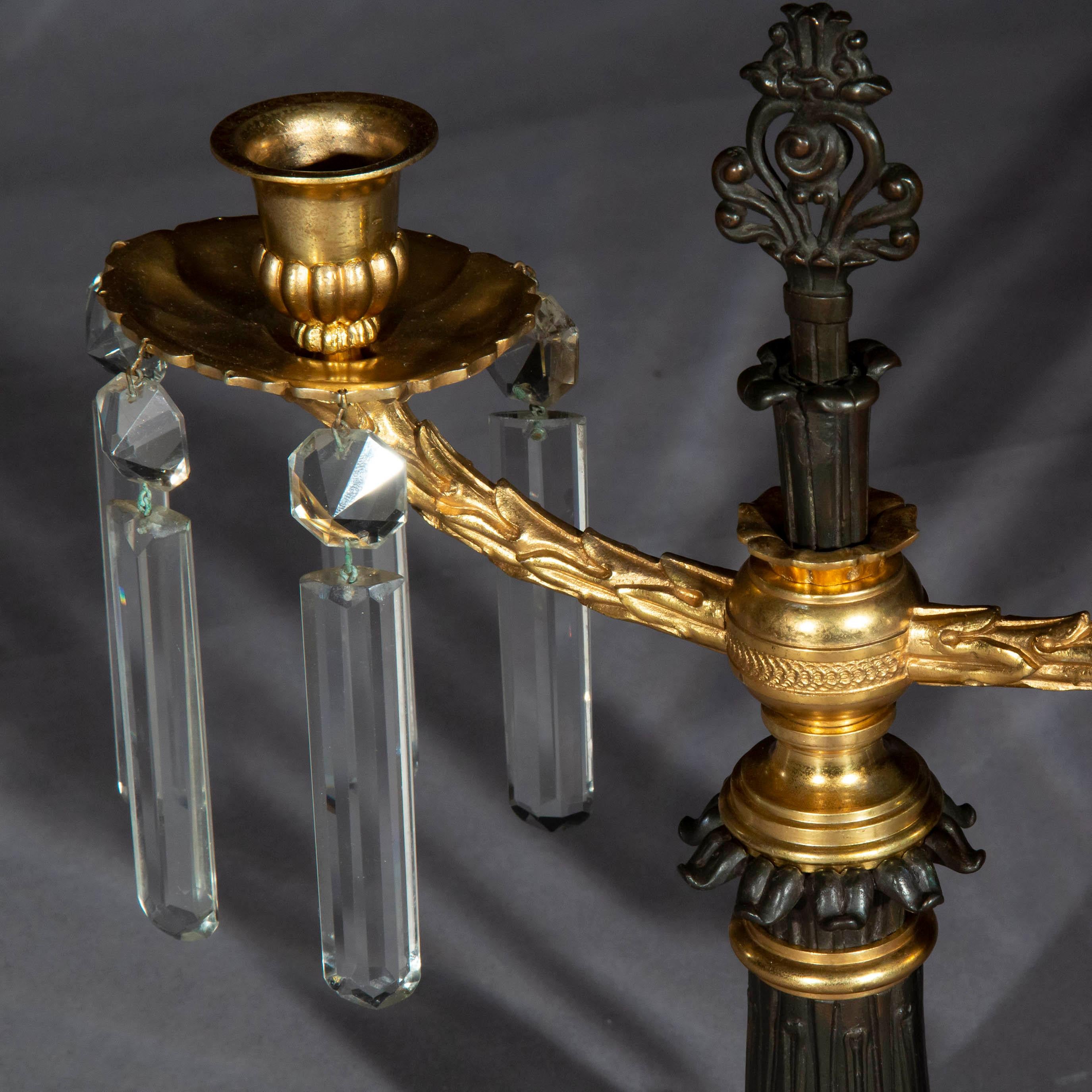 Pair of 19th Century Ormolu and Patinated Bronze Candelabra For Sale 3