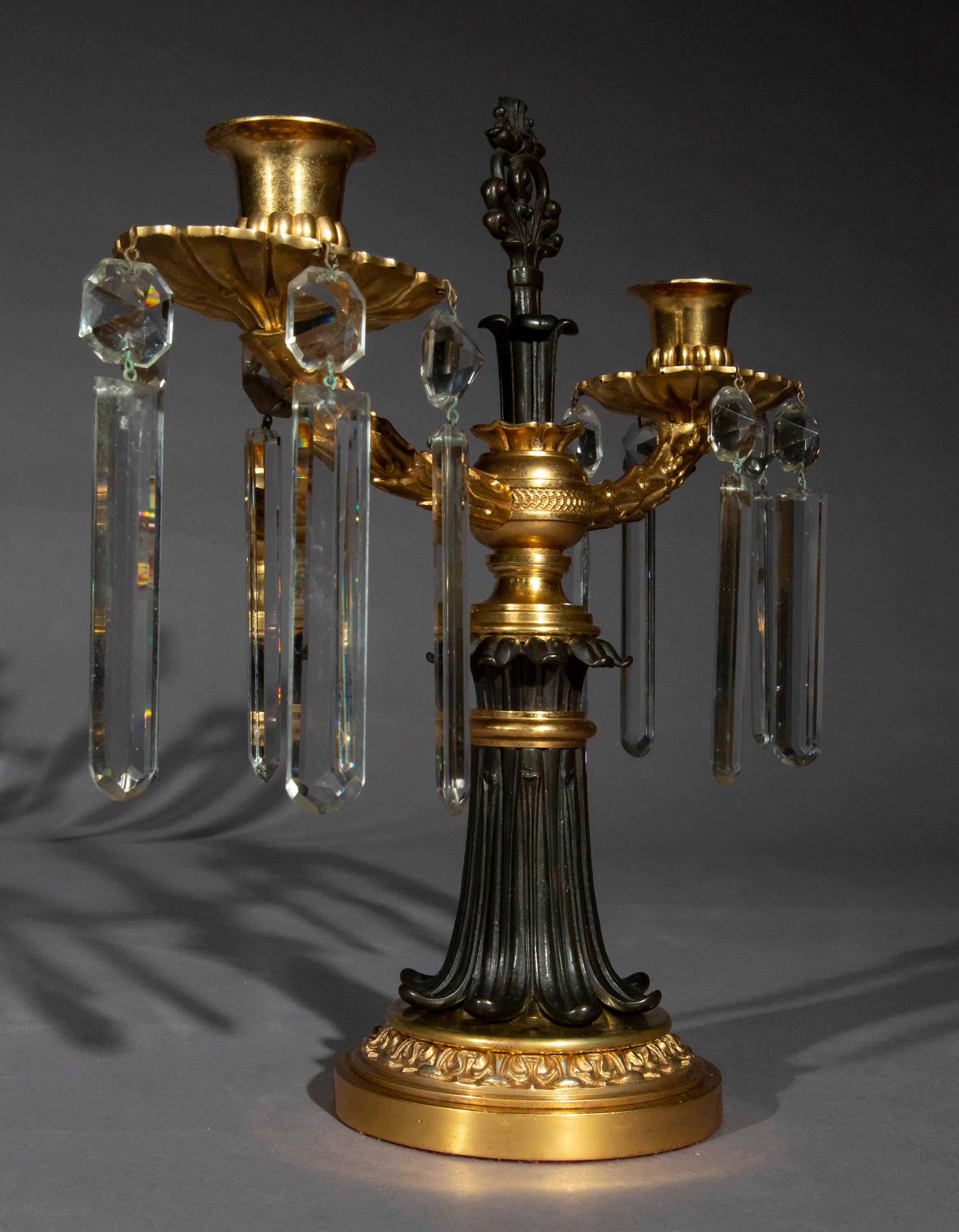 Pair of 19th Century Ormolu and Patinated Bronze Candelabra For Sale 4