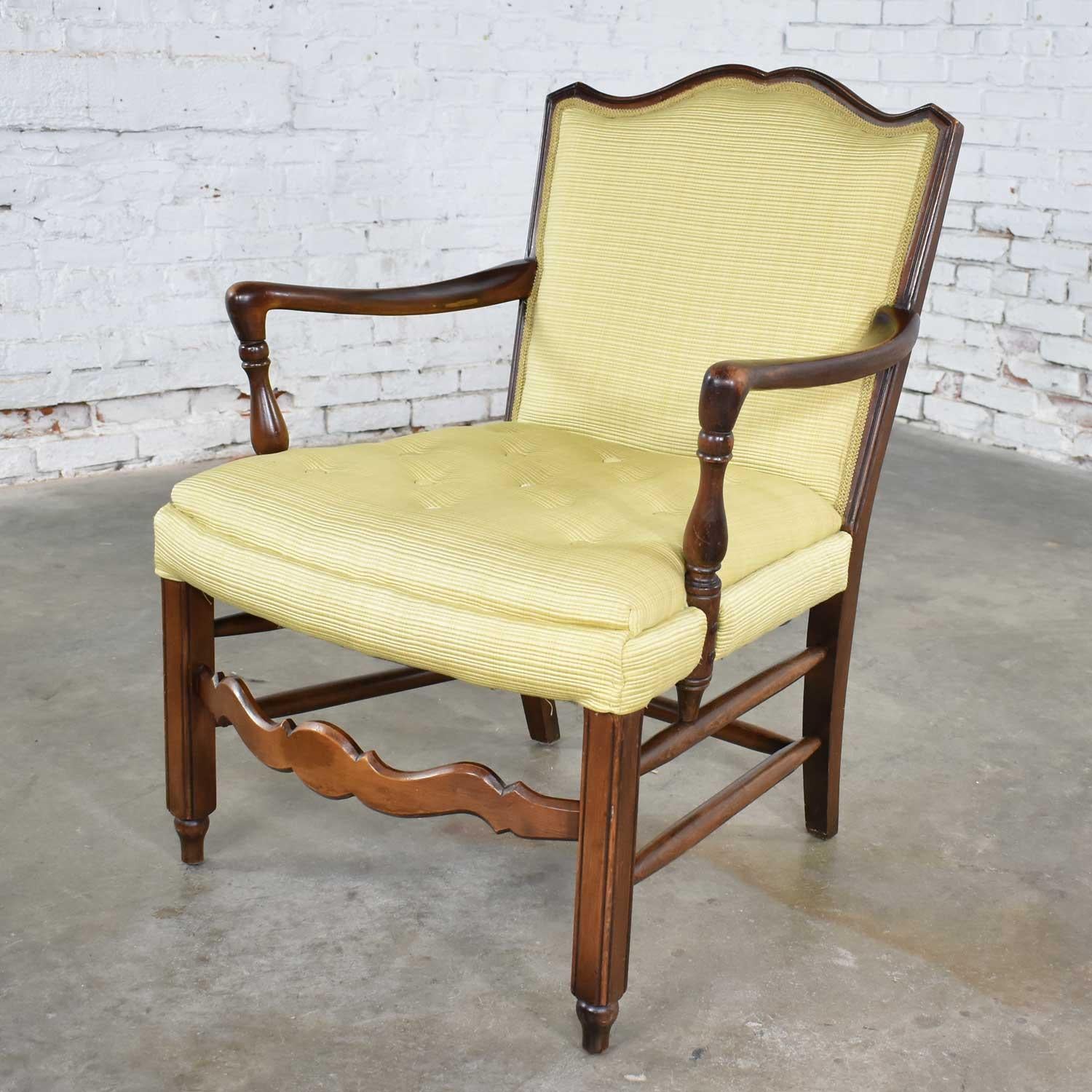 Pair of Georgian Revival His and Hers Accent Chairs in Golden Yellow 4