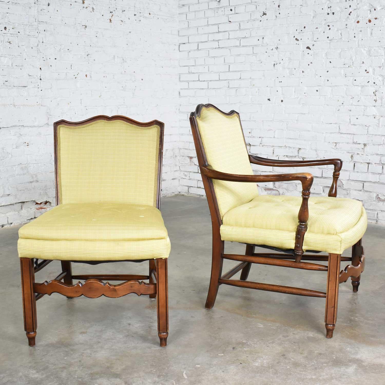 Pair of Georgian Revival His and Hers Accent Chairs in Golden Yellow 6