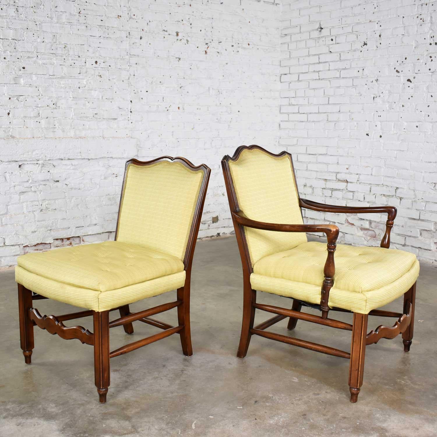 Pair of Georgian Revival His and Hers Accent Chairs in Golden Yellow In Good Condition In Topeka, KS