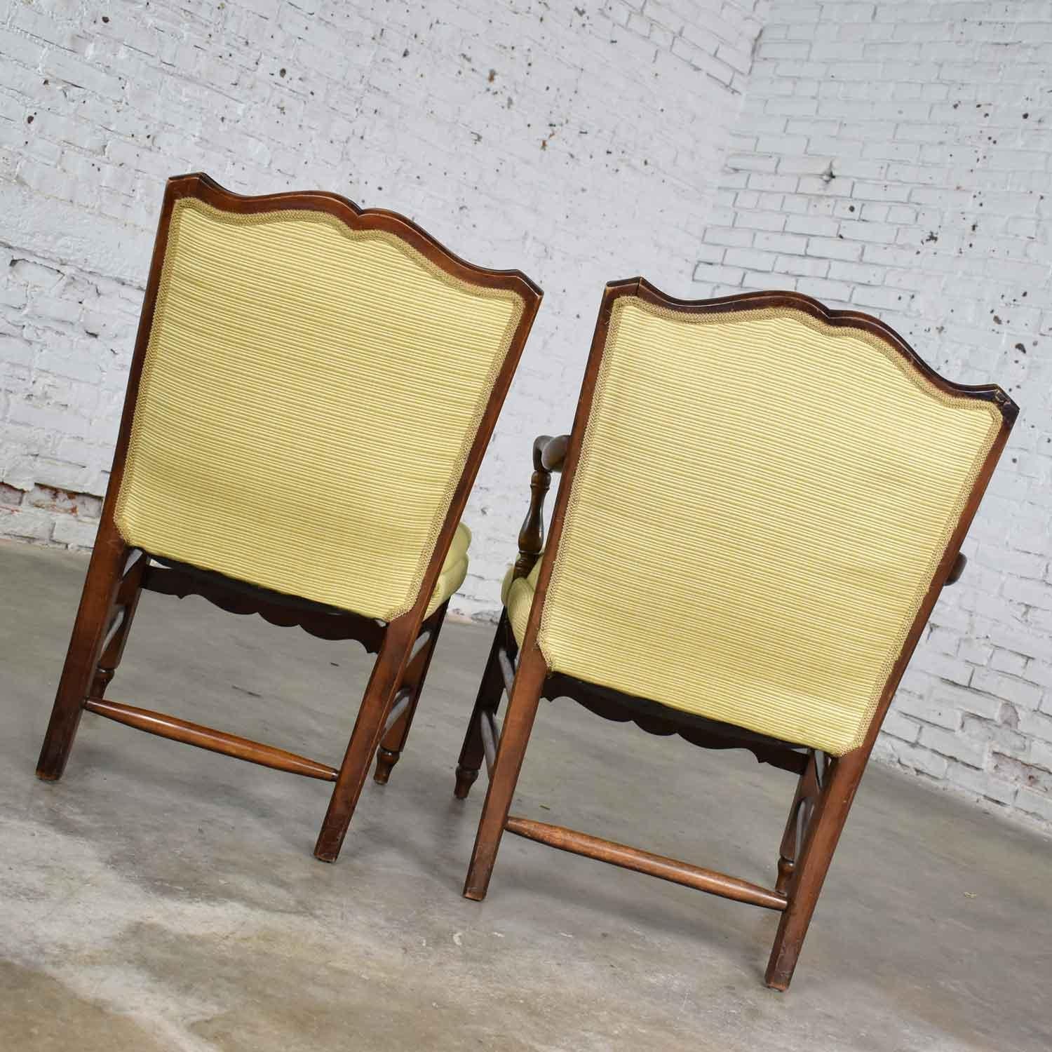 Fabric Pair of Georgian Revival His and Hers Accent Chairs in Golden Yellow